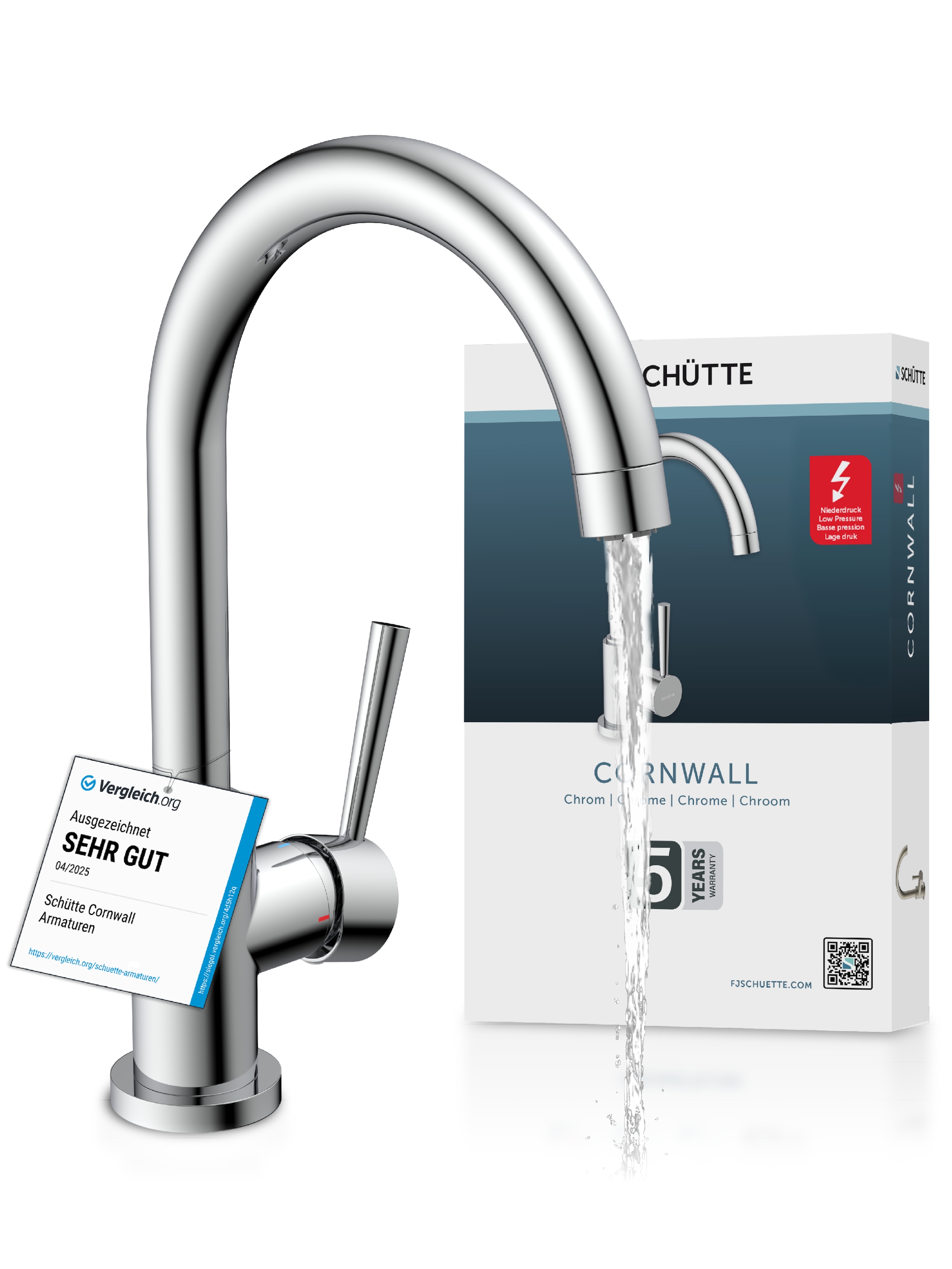Schütte Robinet d'évier »Cornwall« robinetterie basse pression, anti-goutte, pivotant à 360°, régulateur de débit de marque