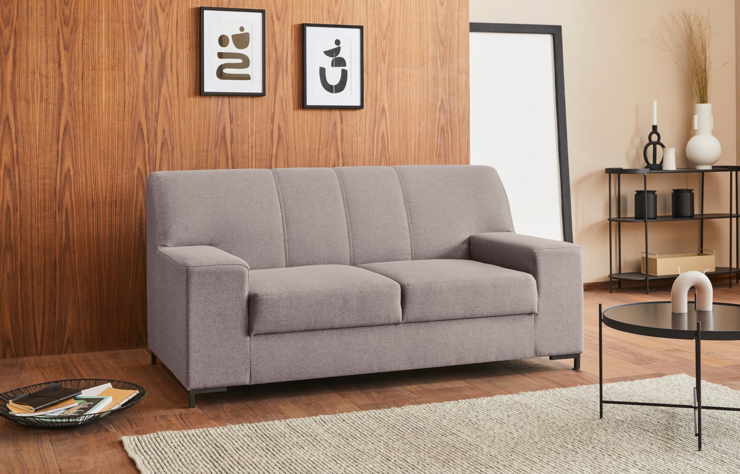 DOMO collection 2-places »Ledas kubisch und komfortabel, flache Armlehnen, eleganter Fuss,« Breite 170cm, in vielen Farben erhältlich