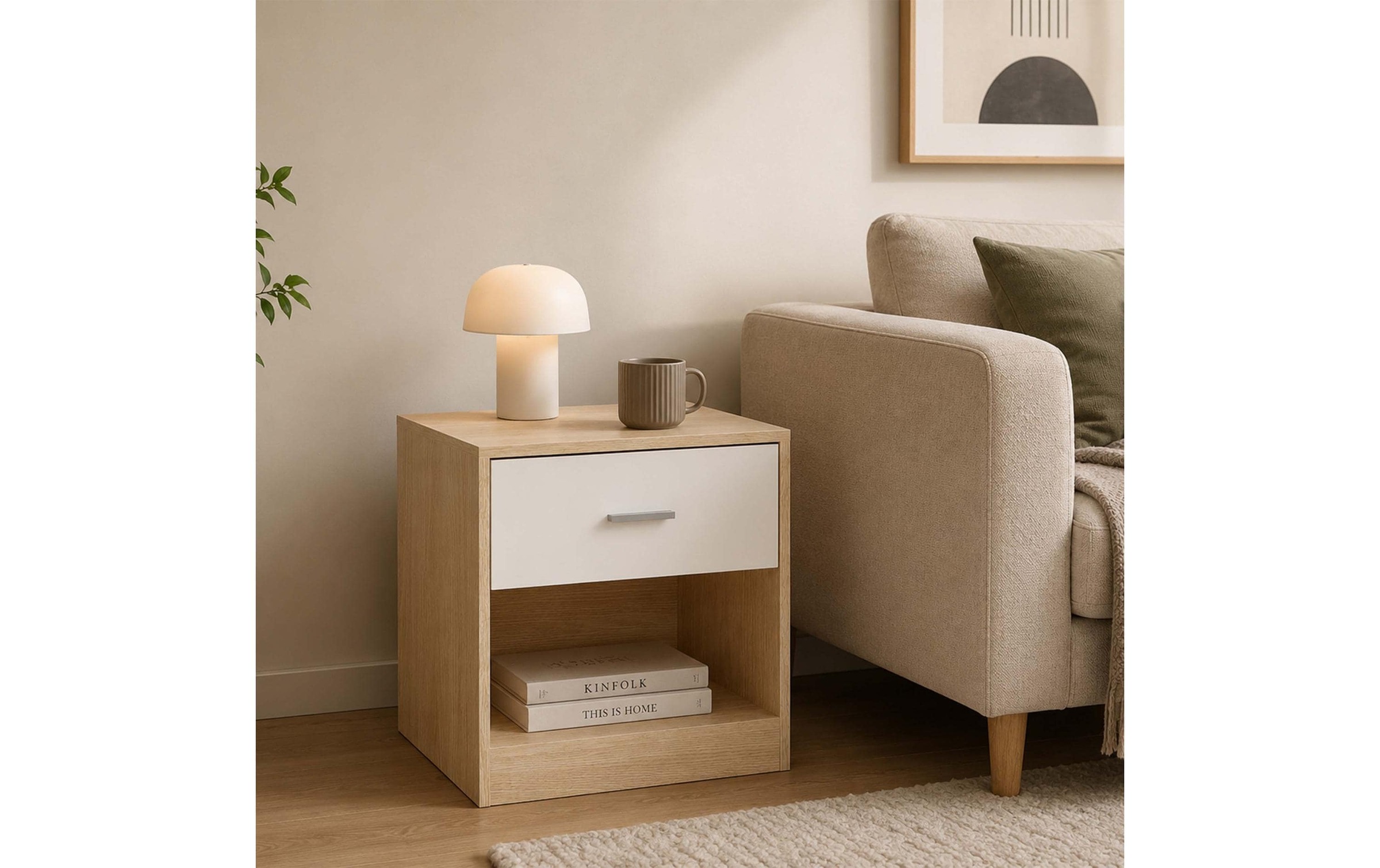relaxdays »relaxdays Nachttisch 39 x 41 cm,  Weiss/Braun ,  2er Set«