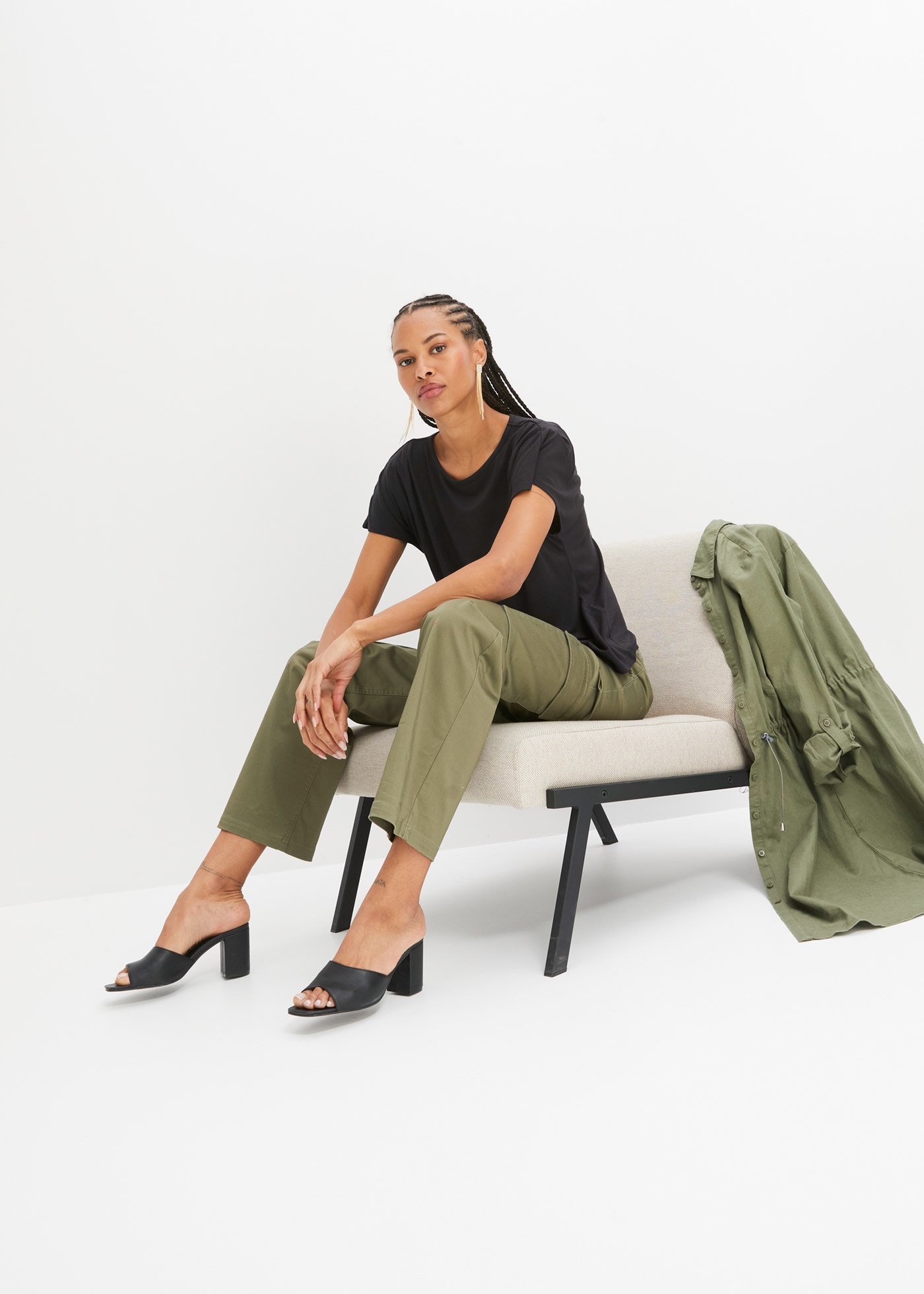 bonprix T-shirt Oversize-Passform, Kurzarm, mit Raffung an der Schulter