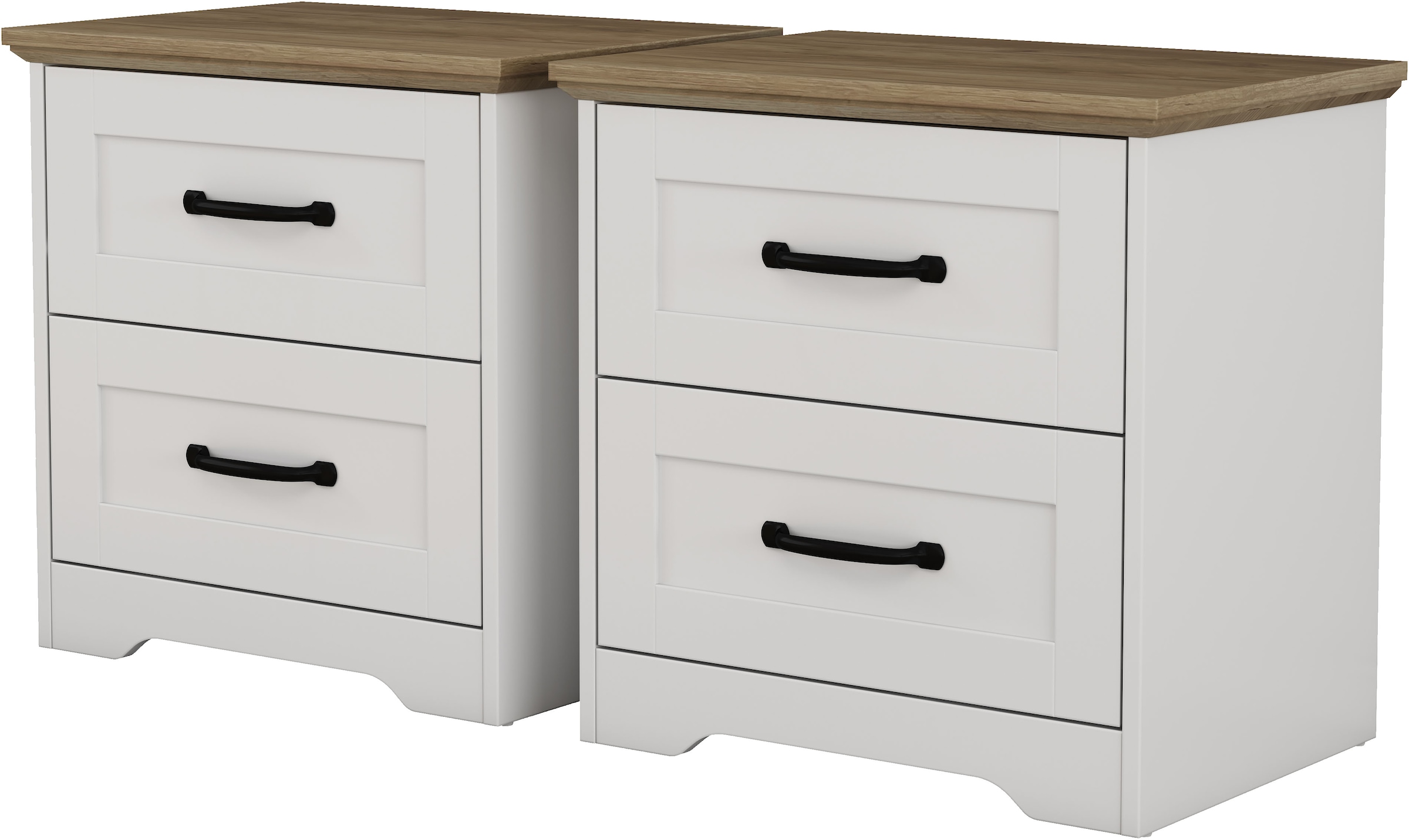 GOODproduct Nachtkommode »Emmilia Nachttisch Set im Landhaus Design« Schlafzimmer Kommoden Nachschrank im 2er Set, 2 Stk. tlg. 2 Schubladen je Nachttisch - viel Stauraum im Schlafzimmer