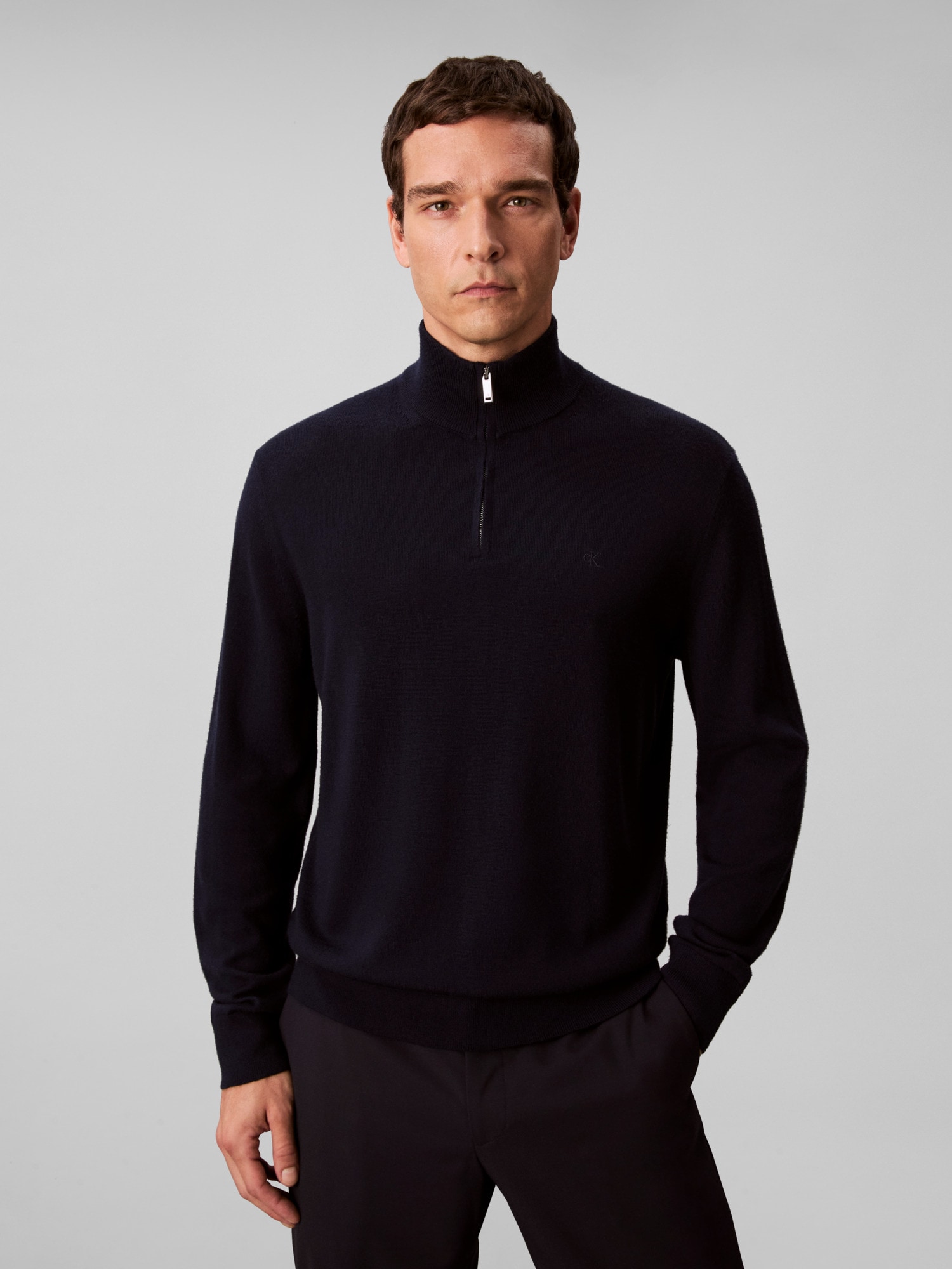 Image of Calvin Klein Stehkragenpullover "LS 100% MERINO QZ 14GG" Mit Rundhalsausschnitt, regular fit