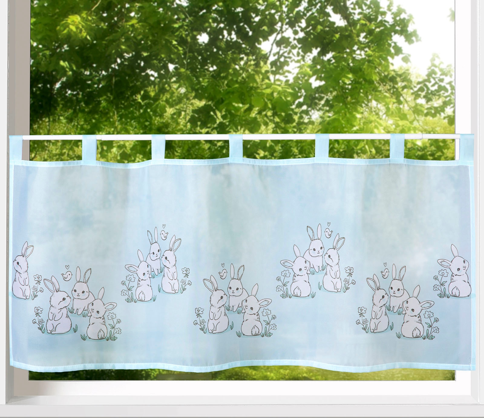 Weckbrodt Scheibengardine »Linus«, (1 St.), Bistro, Voile, bedruckt, Ostern, Kinder, HxB 45x120cm, Gardine, Store