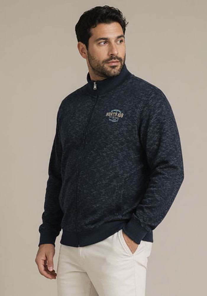Man's World Plus Veste sweat avec fermeture éclair, longueur normale, en coton et polyester