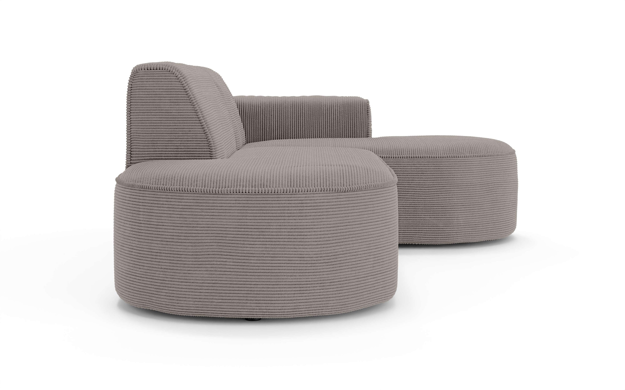 GOODproduct Ecksofa »ADELLA Design-Sofa mit Recamiere rechts/links, 248/159/76 cm« L-Form mit Wellenunterfederung, runde Form, auch in Cord