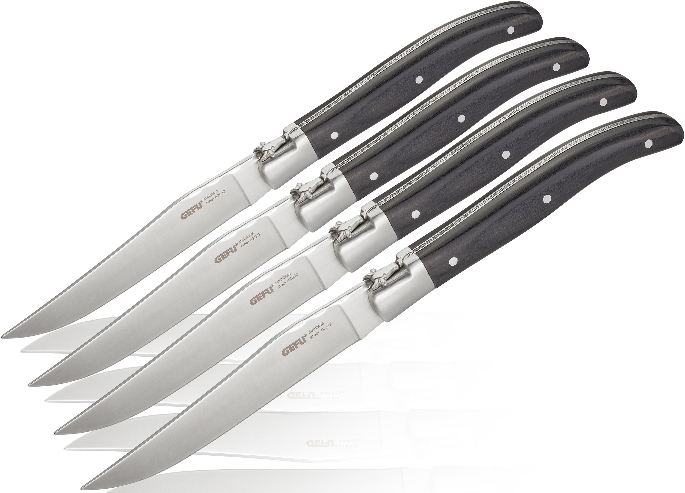 Image of GEFU Steakbesteck »Basco«, (Set, 4 tlg.), Klingenstahl, 4-teilig, in edler Kiefernholz-Box bei Ackermann Versand Schweiz