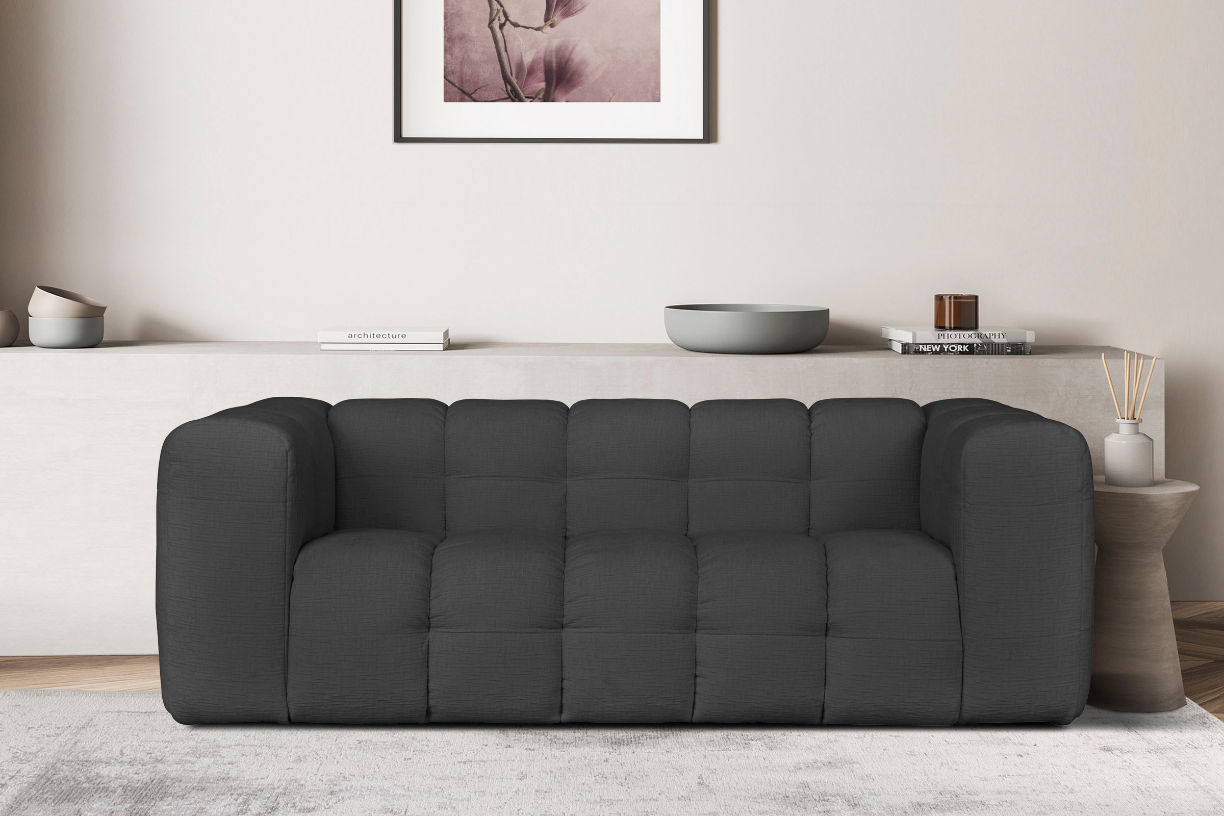 LeGer Home by Lena Gercke 3-Sitzer »TALISHA Designersofa, moderne Steppung, Masse B/T/H: 229/110/75 cm«, aufwendig gepolstert, hoher Sitzkomfort