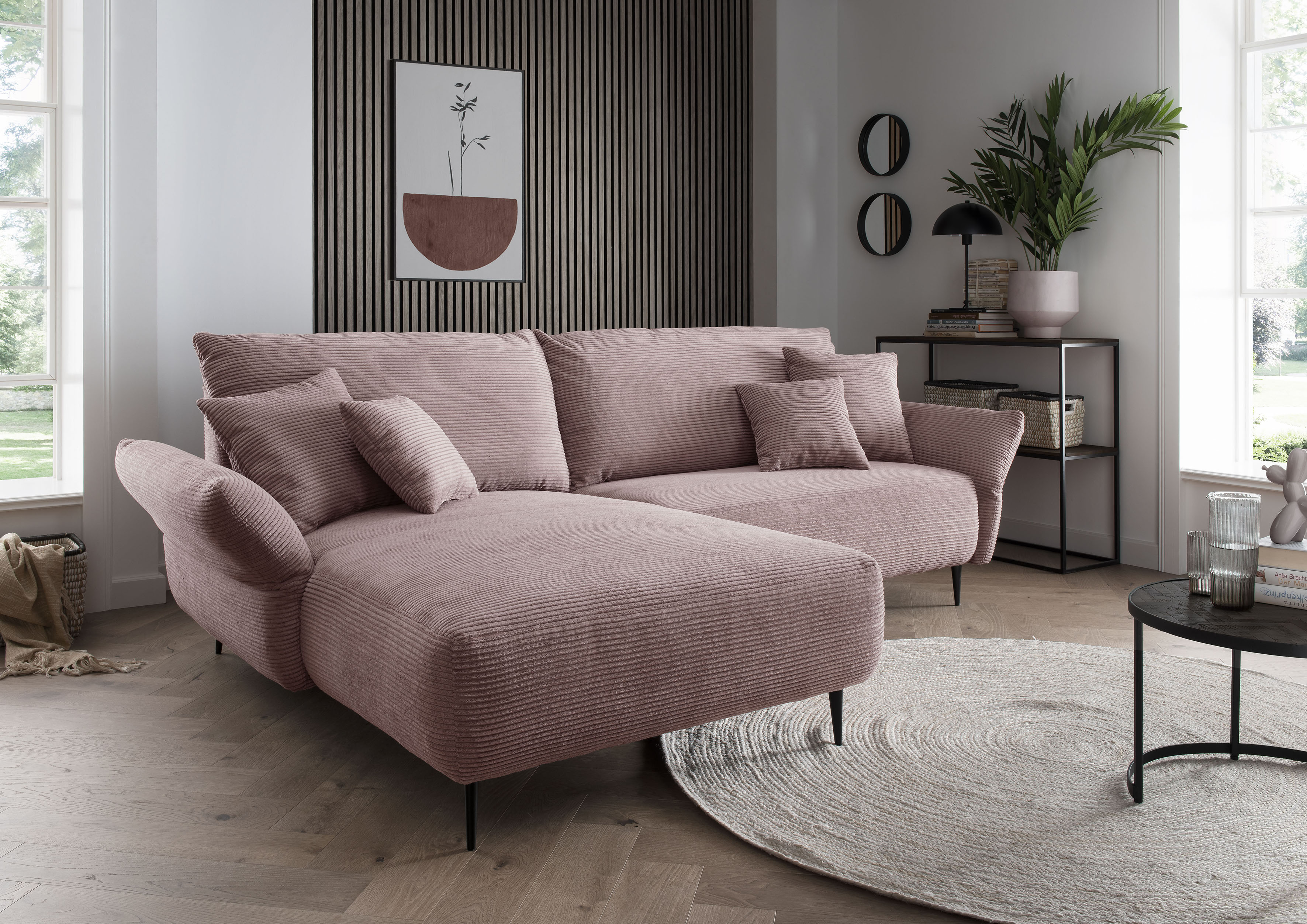 Home affaire Ecksofa "Amarena modern & bequem, verstellbare Armlehnen, L-Form" inklusive Armlehnenverstellfunktion, inkl. 4x Zierkissen