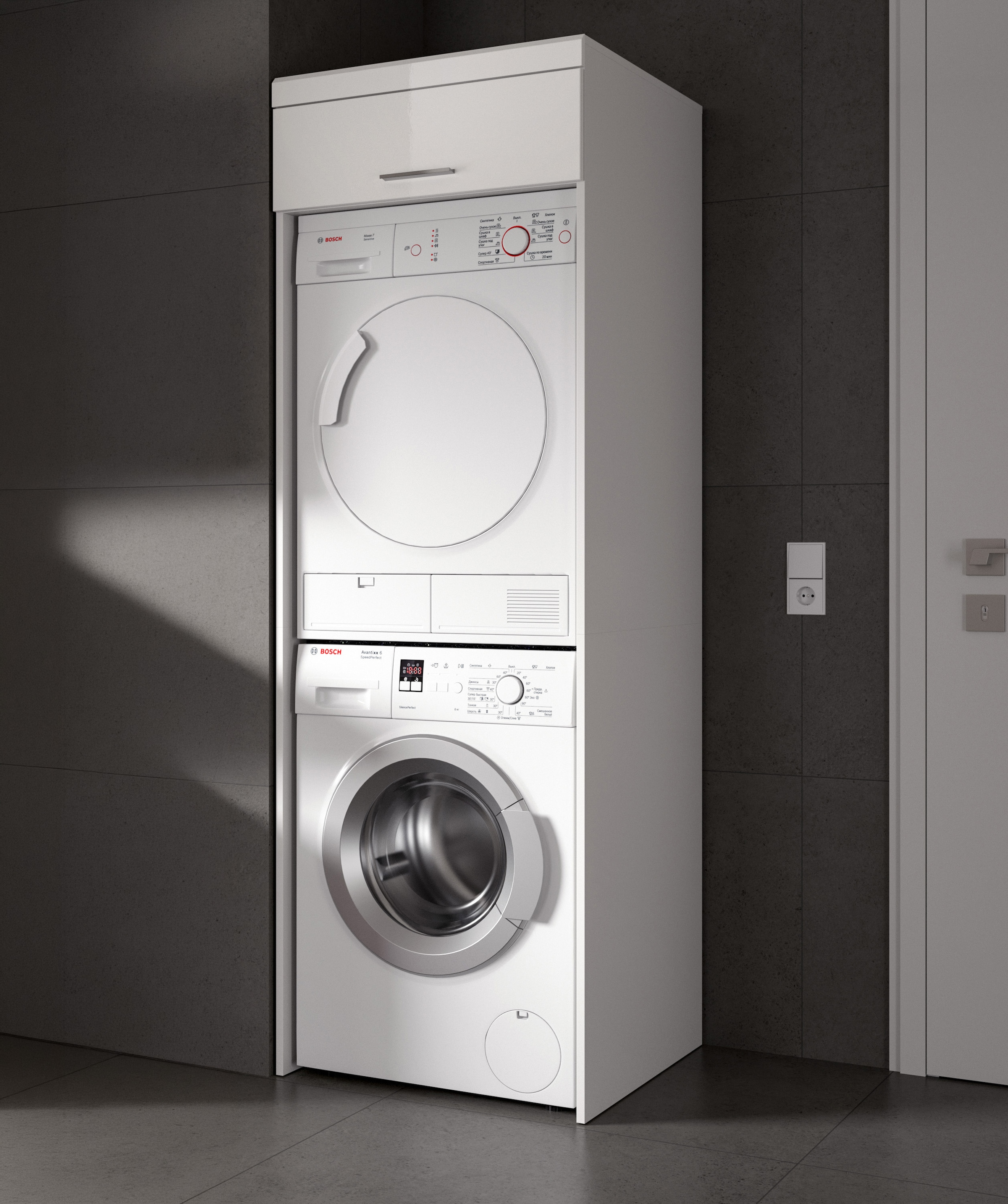 welltime Waschmaschinenumbauschrank »SIENA, Breite 66 cm, für Waschmaschine & Trockner, 1 Klappe, MDF-Front« Überbauschrank, Umbauschrank, Badschrank, Hauswirtschaftsschrank