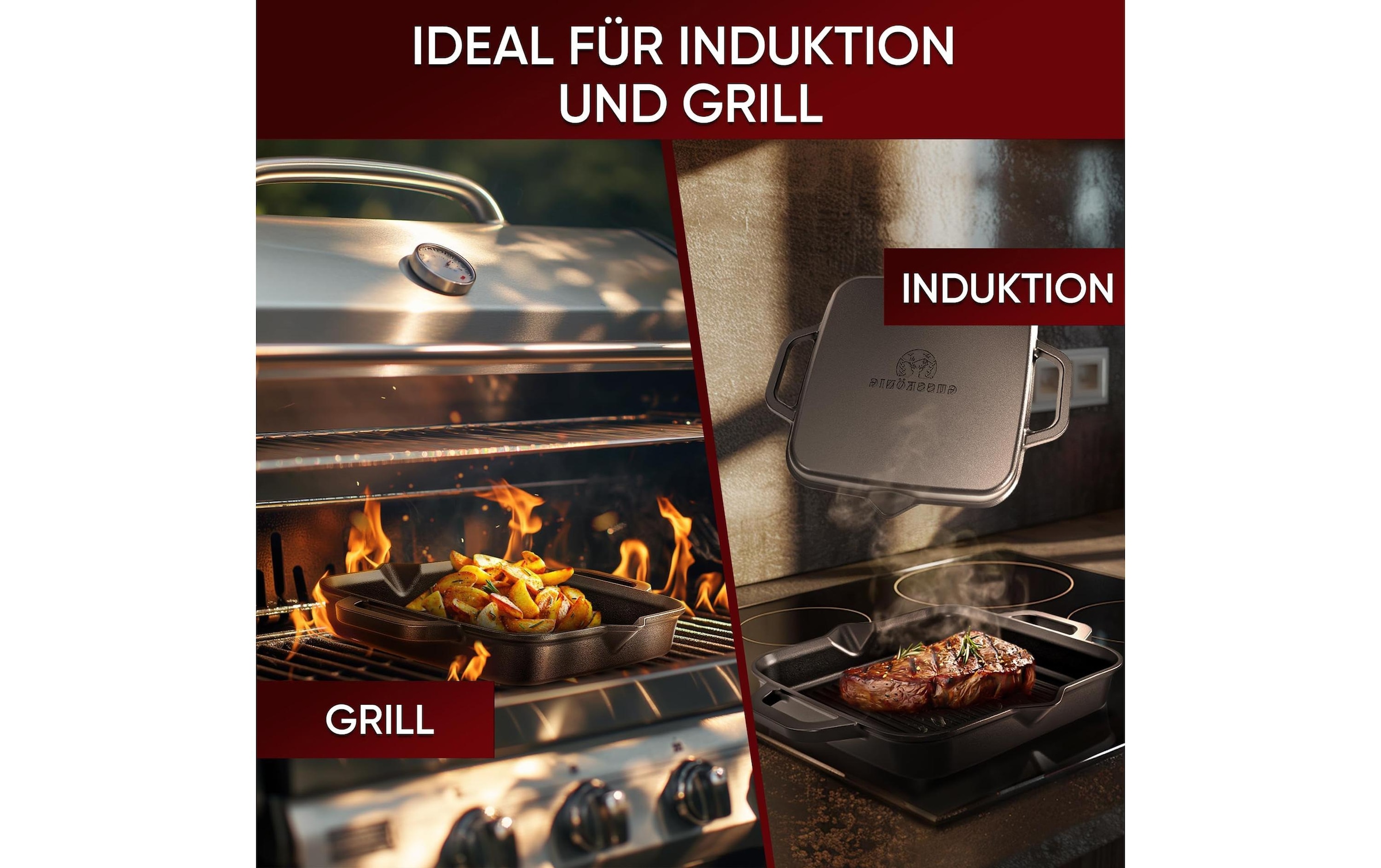   Poêle à griller »Gusskoenig 26 cm mit Ringreiniger« Gusseisen;Gas;Glaskeramik-Kochfeld;Induktion