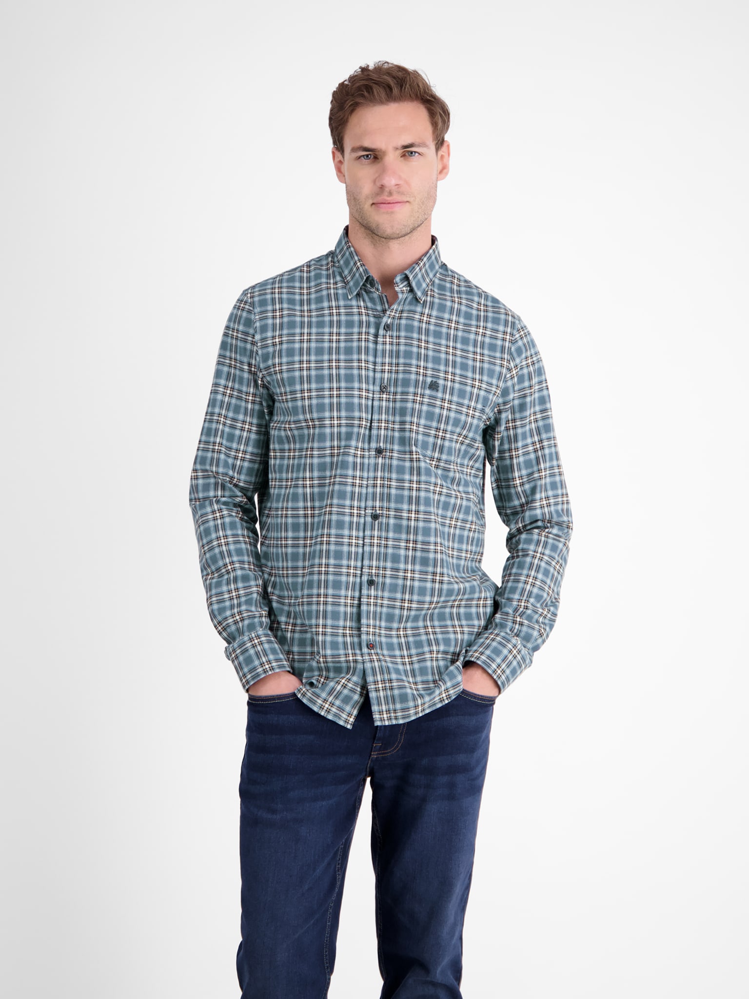Image of LERROS Karohemd langarm, mit Button-Down-Kragen