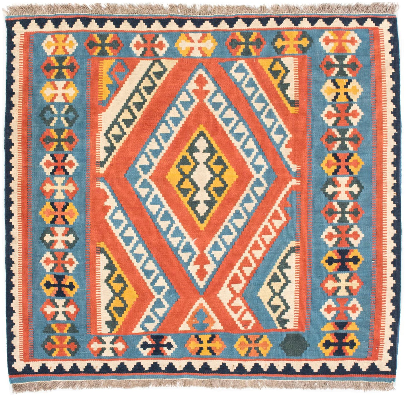 Image of morgenland Wollteppich »Kelim Fars Durchgemustert Arancione 107 x 100 cm«, quadratisch, 0,6 mm Höhe, OrientOptik bei Ackermann Versand Schweiz