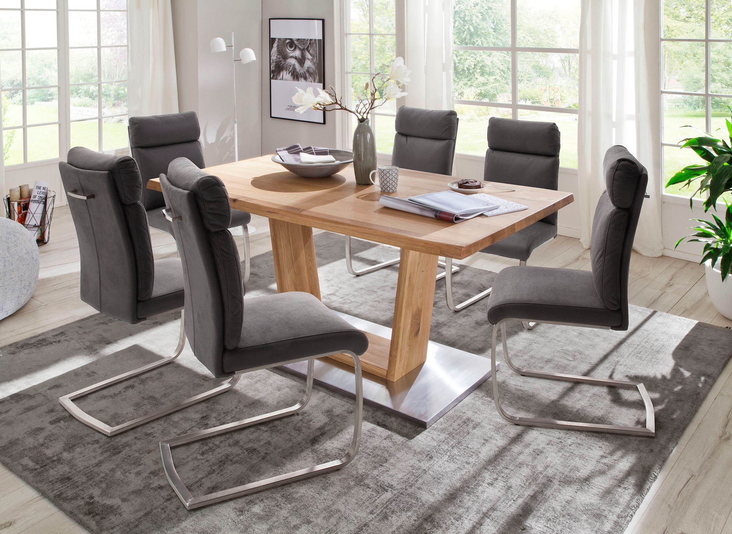 MCA furniture Esstisch »Greta«, Esstisch Massivholz mit Baumkante, gerader Kante oder Tischplatte