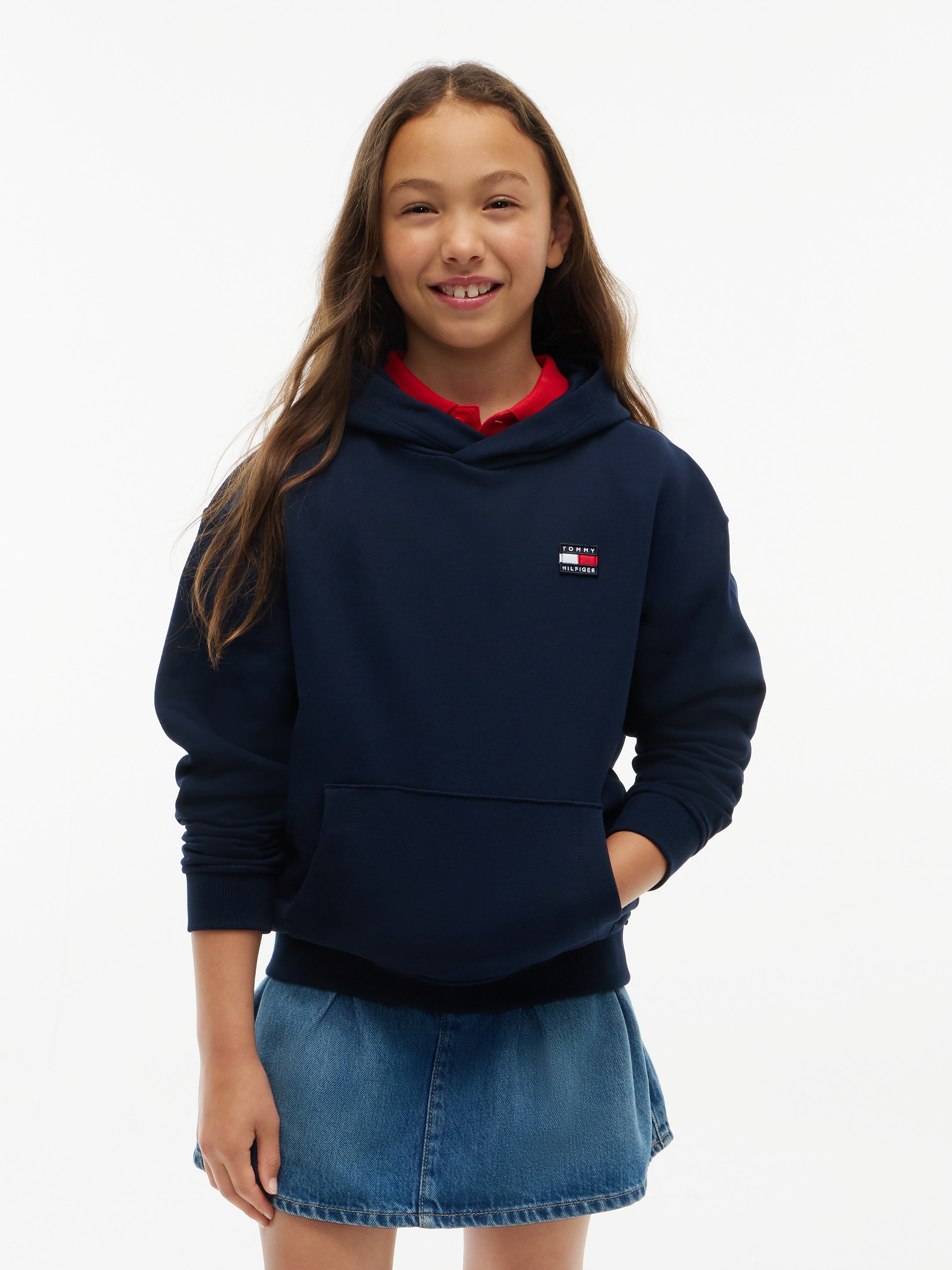 Image of Tommy Hilfiger Kapuzensweatshirt, Kängurutasche, reine Baumwolle, Kinder bis 16 Jahre