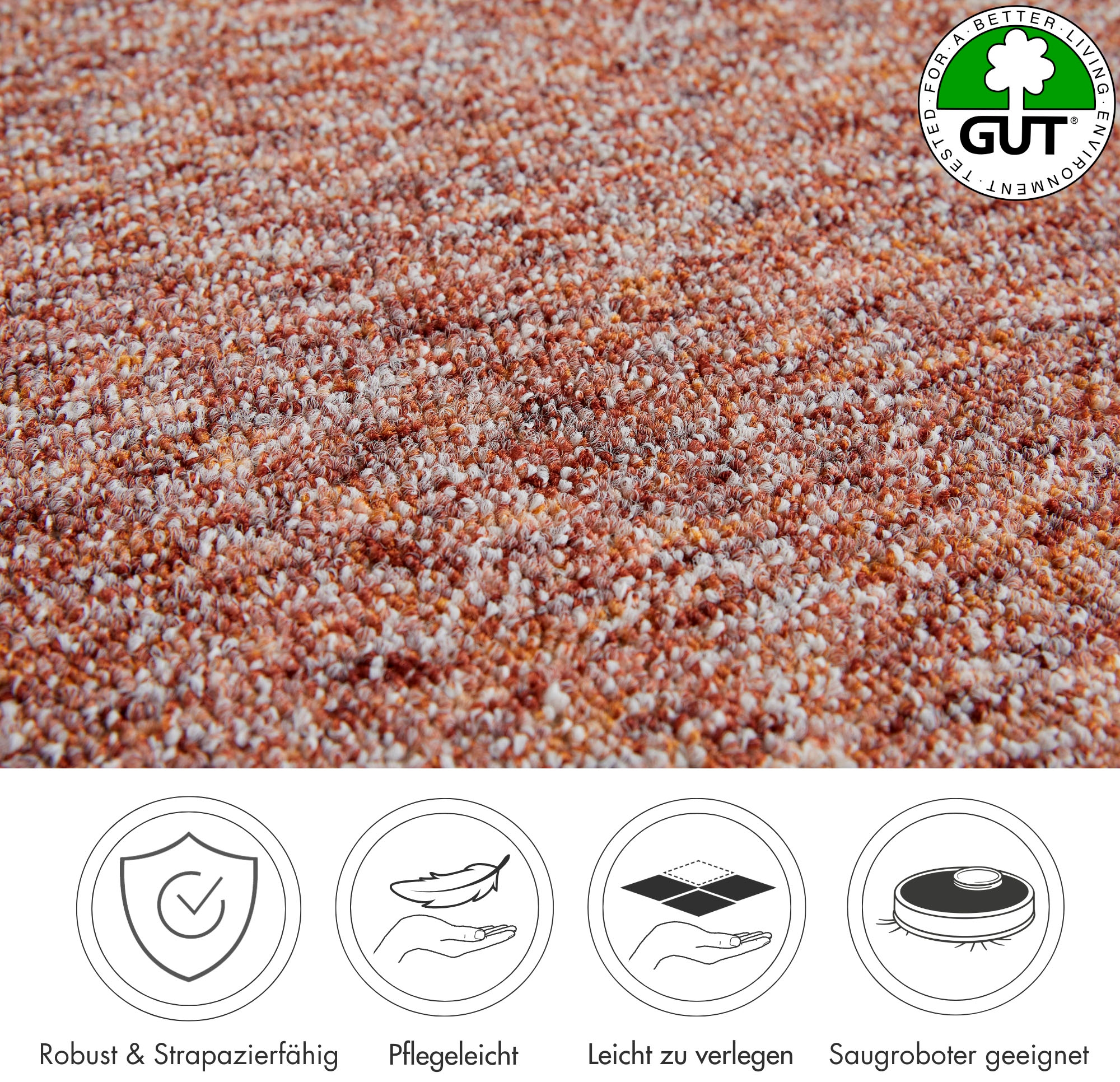 Andiamo Teppichboden »Gambia, Feinschlinge, Made in Belgium«, rechteckig, 7,2 mm Höhe, meliert, Breite 400 cm oder 500 cm, strapazierfähig, pflegeleicht