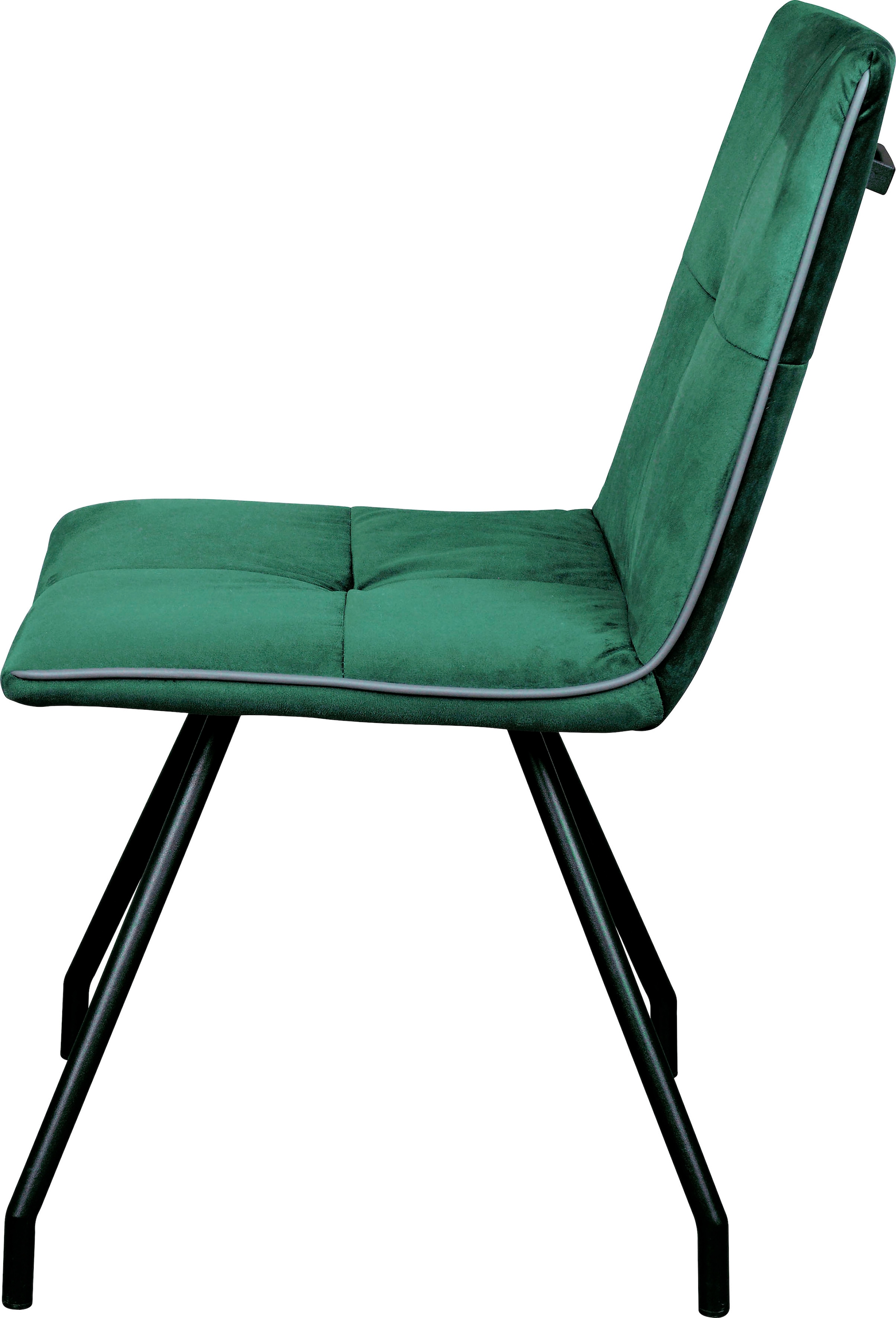 Kayoom Polsterstuhl »Stuhl Eaden 125 2er-Set, samtiger Stoffbezug, Paspel aus Kunstleder«, (Set), 2 St., stilvoll, pflegeleicht, zeitgemässe Farbgebung, samtiger Stoffbezug