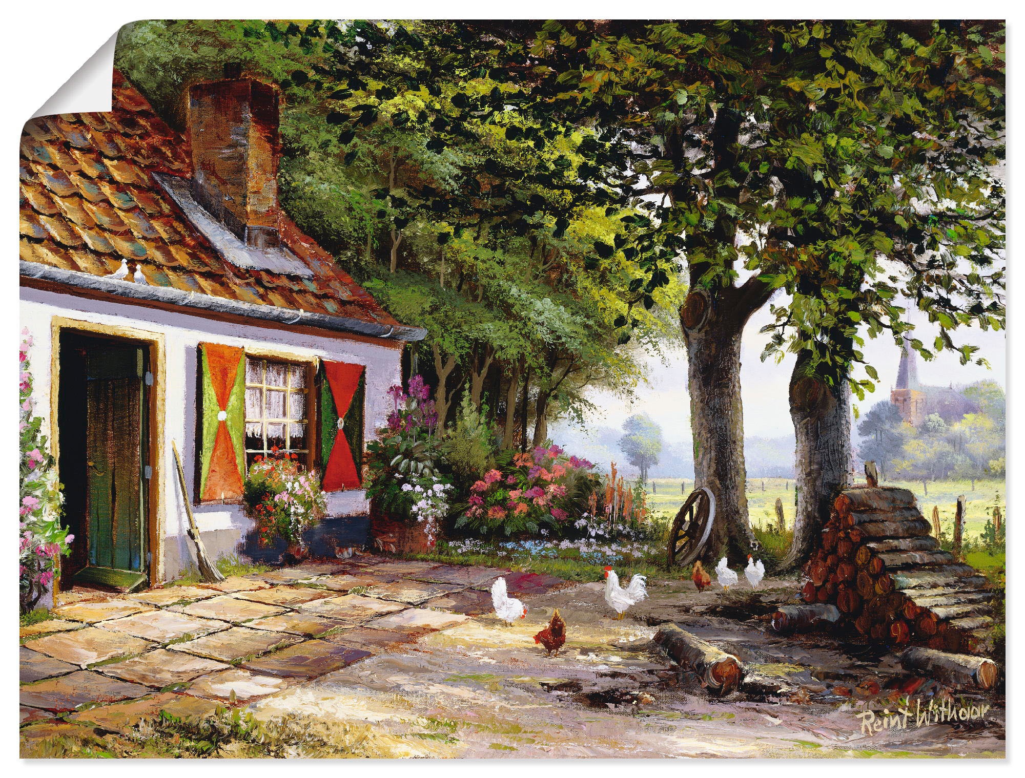 Image of Artland Wandbild "Hühner auf dem Hof" Garten 1 Stk. tlg. als Leinwandbild, Poster in verschied. Grössen