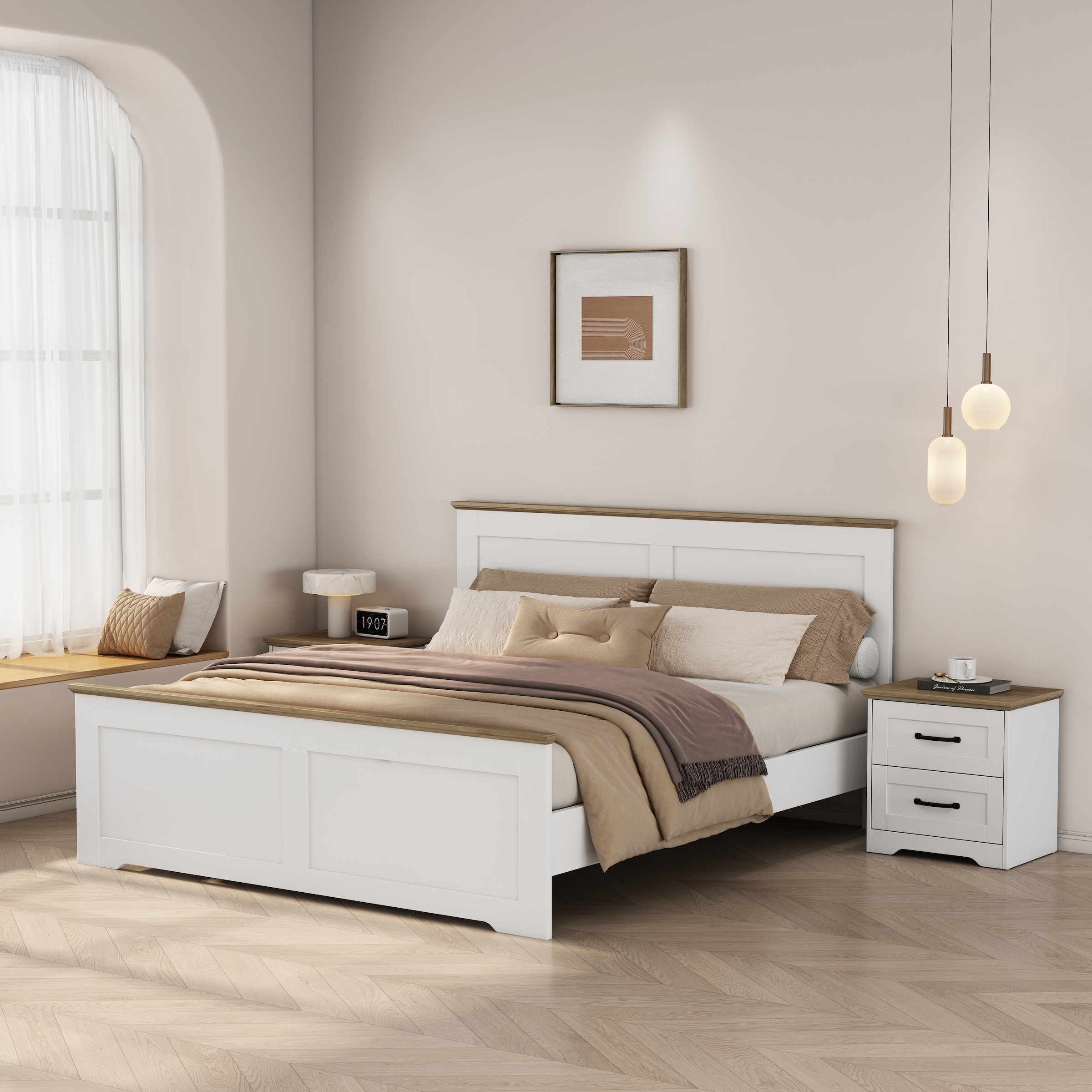GOODproduct Nachtkommode »Emmilia Nachttisch Set im Landhaus Design« Schlafzimmer Kommoden Nachschrank im 2er Set, 2 Stk. tlg. 2 Schubladen je Nachttisch - viel Stauraum im Schlafzimmer