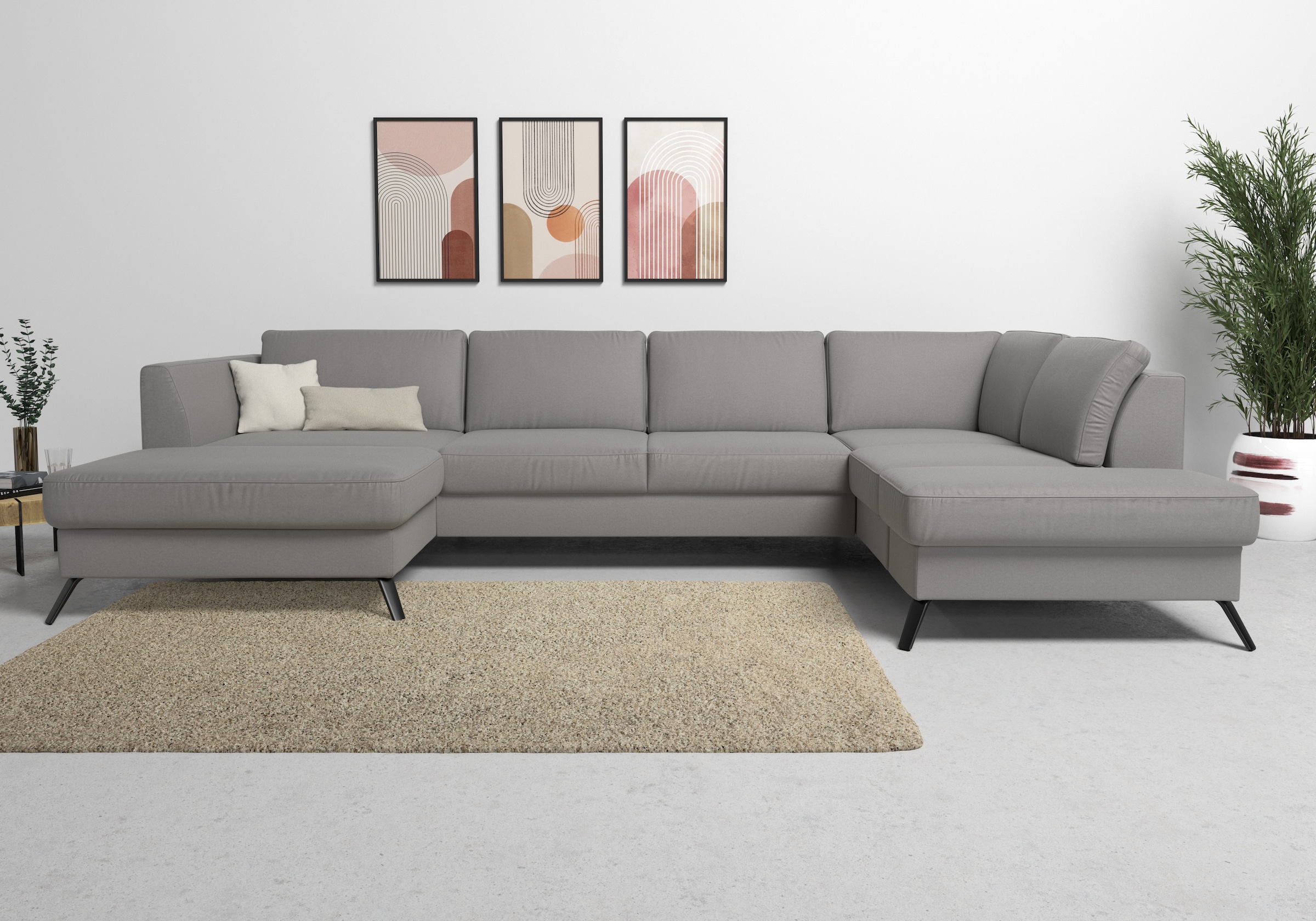 sit&more Paysage de salon »Olsen U-Form« comprend réglage de la profondeur d'assise, fonction couchage optionnelle, hauteur de 15 cm