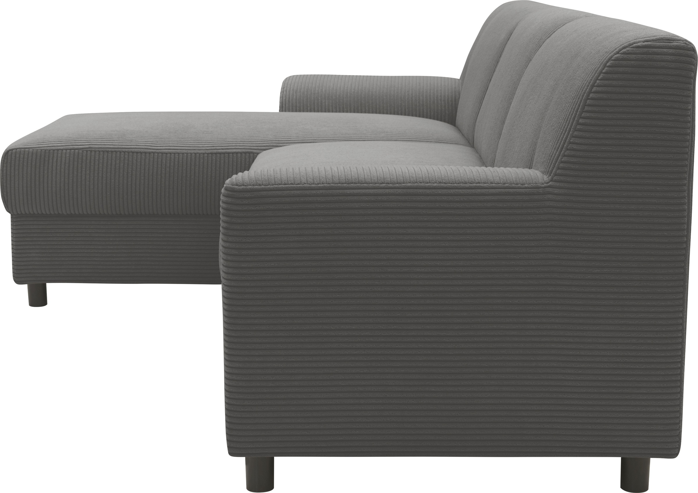 DOMO collection Ecksofa »Turah 2, L-Form, Cord oder Luxus-Microfaser, komfortabler Federkern«, B/T/H: 241/146/79 cm, incl. Zierkissen, wahlweise mit Bettfunktion