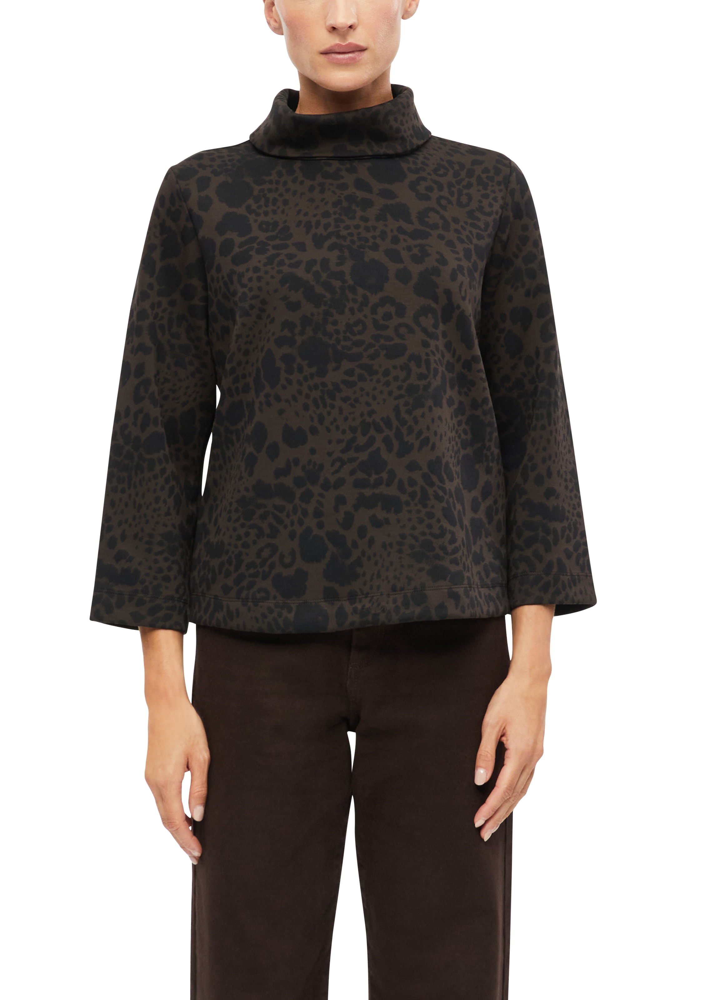 Image of s.Oliver BLACK LABEL Sweatshirt, mit Allover Animalprint, mit Rollkragen