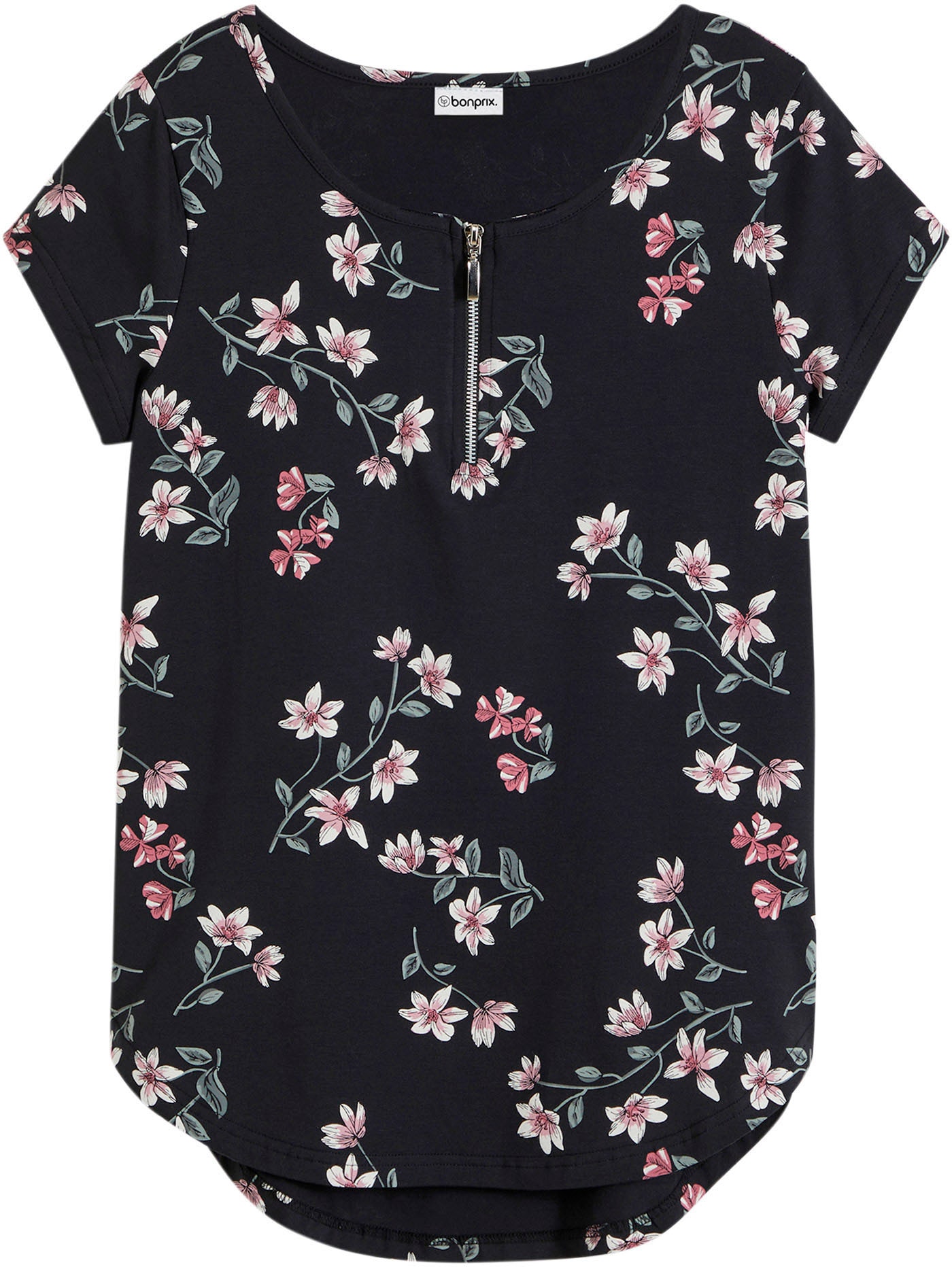 bonprix Chemisier Dezente Oversize Passform, mit kurzem Reissverschluss