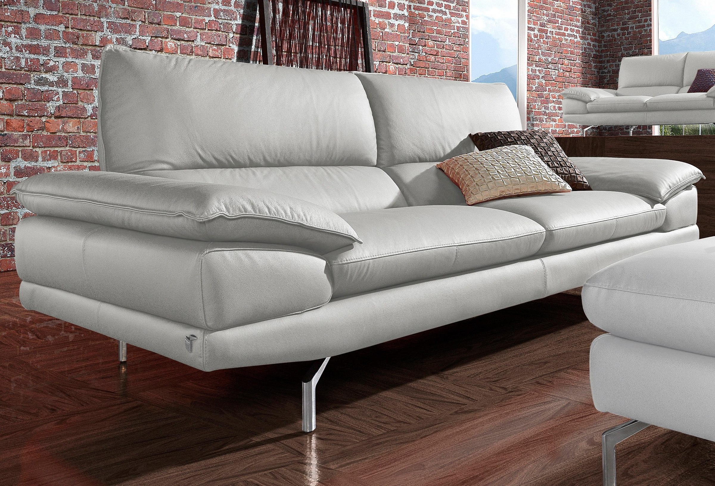 Image of CALIA ITALIA 3-Sitzer "Dave, italienisches Design, erstklassiger Sitzkomfort, Breite 221cm" in zwei Lederqualitäten und toller Detailverarbeitung