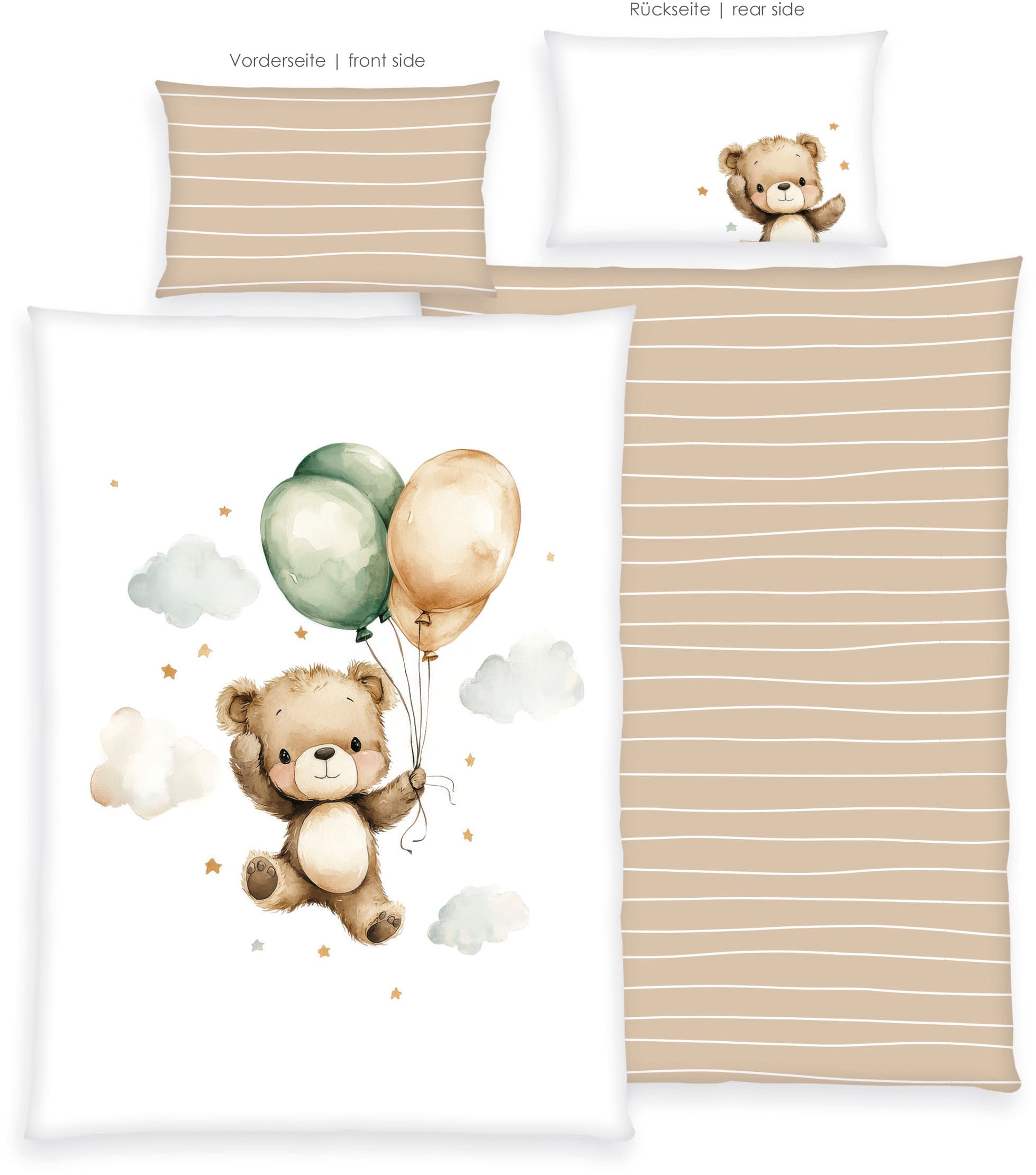 Image of Baby Best Babybettwäsche "Ballon Teddy" 2 Wendebettwäsche