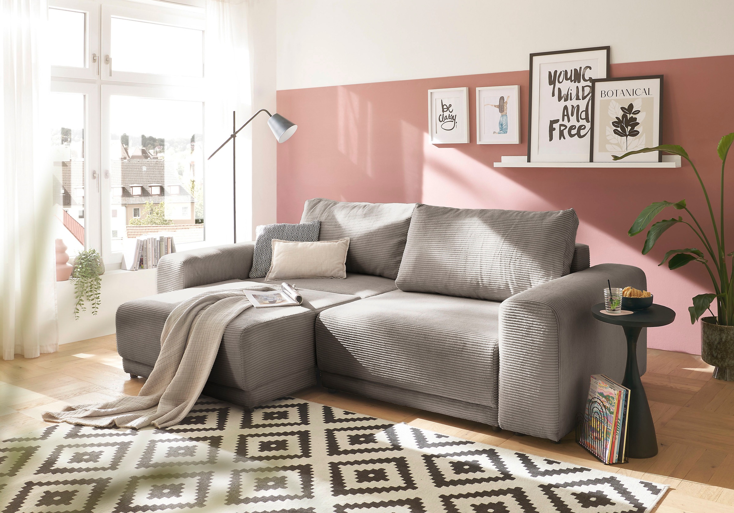 Image of GOODproduct Schlafsofa "PHEELIX Cord, mit 3 Funktionen" Elemente einzeln oder gleichzeitig ausziehbar, bequemer Sitzkomfort