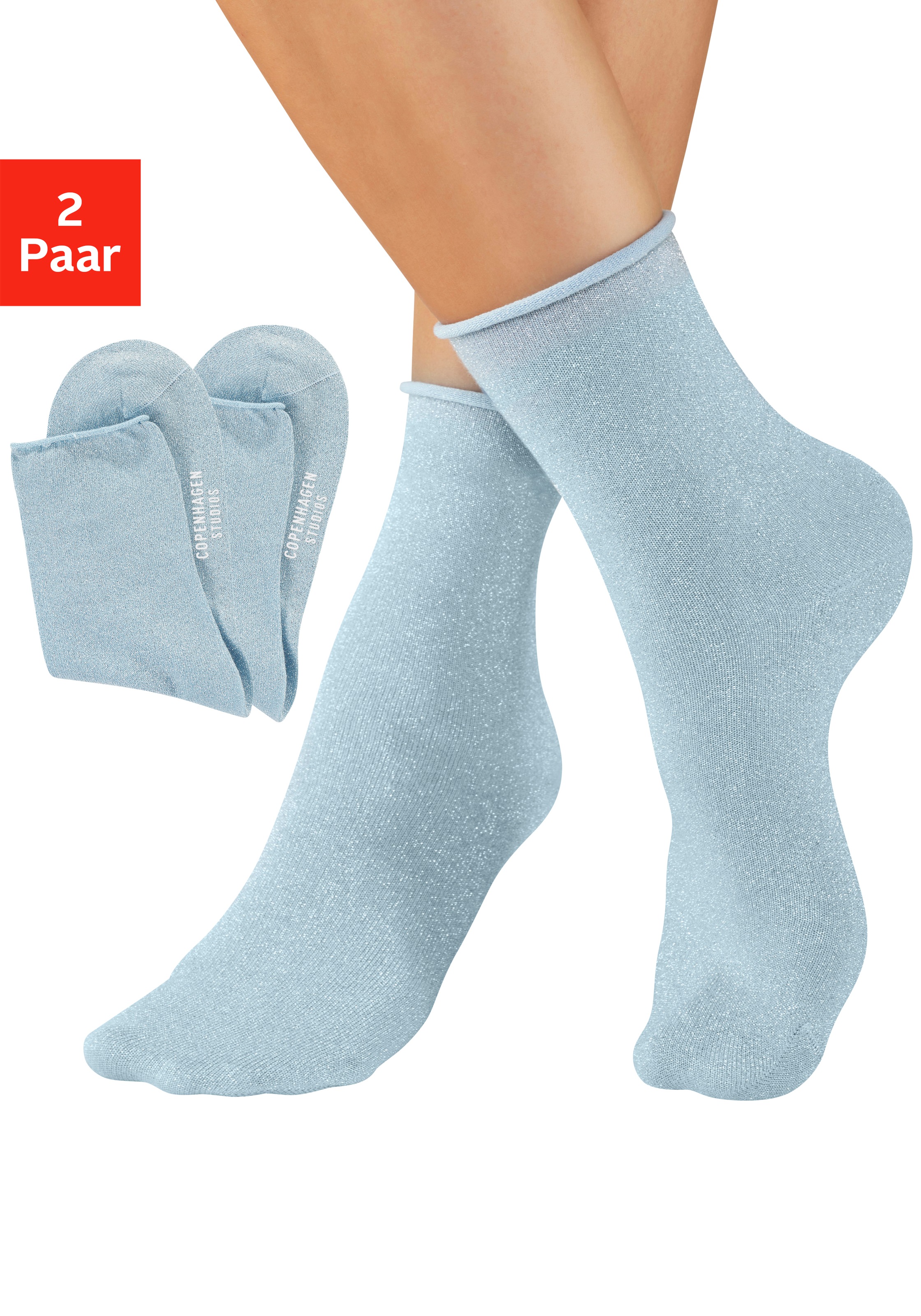 Image of Copenhagen Studios Socken Packung, 2 Paar tlg. mit glitzernden Metallfäden