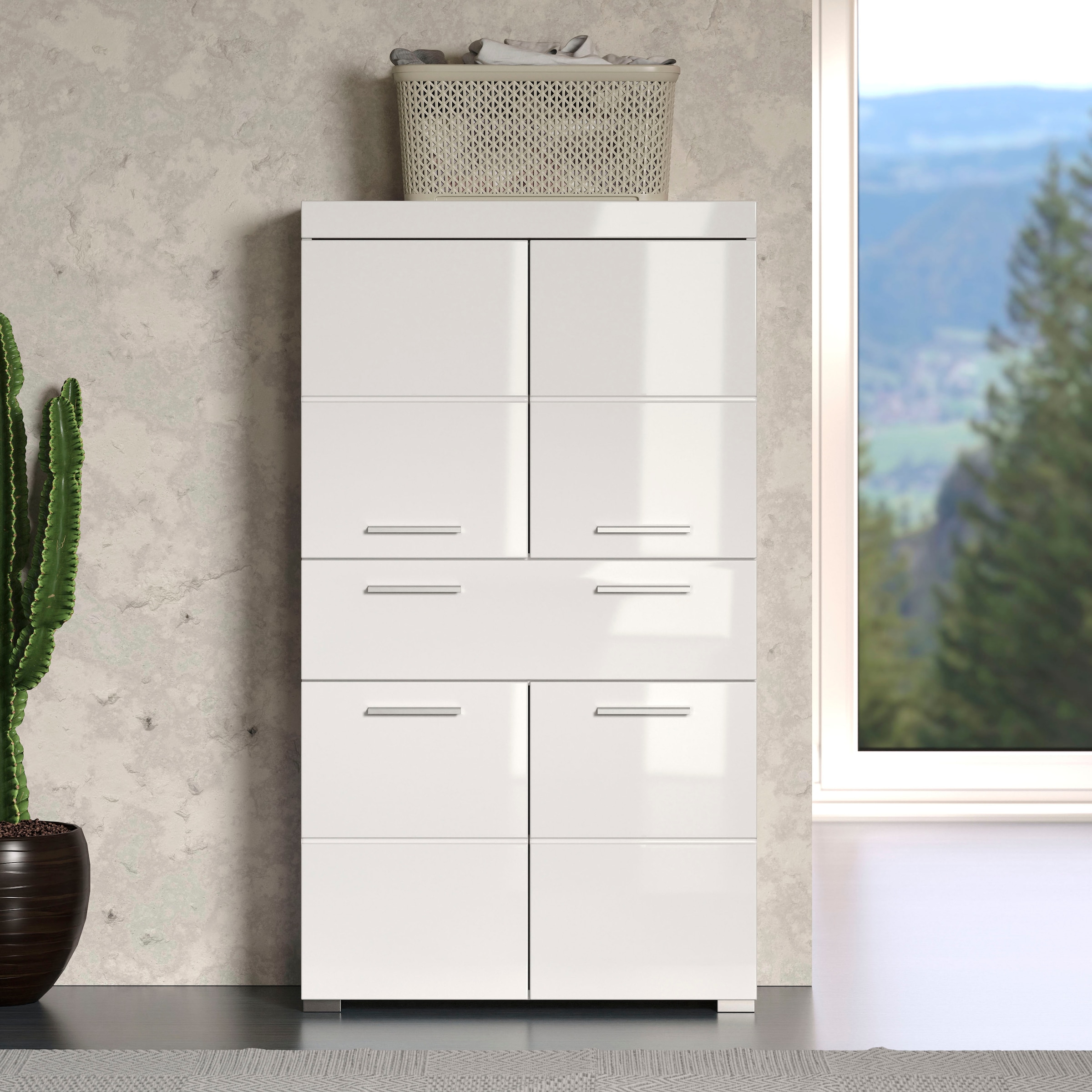 INOSIGN Midischrank »Avena«, Badschrank mit einer Schublade und 4 Türen - Masse (B/T/H) 73/31/130 cm