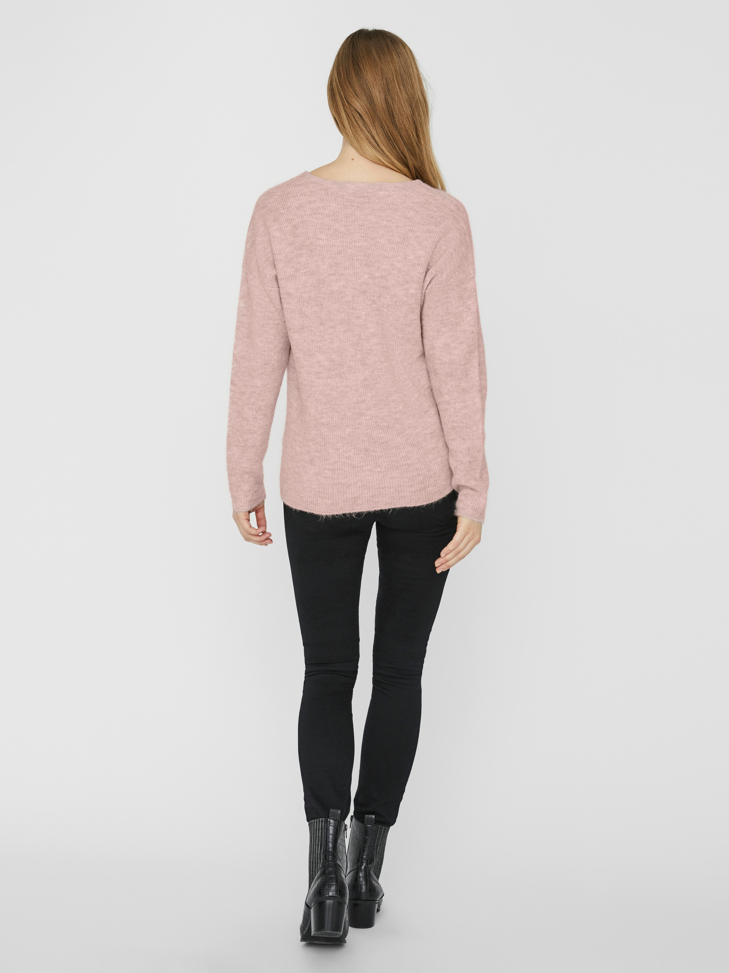 Vero Moda Pull col V »VMCREWLEFILE LS V-NECK BLOUSE NOOS« Materialmix, loose fit