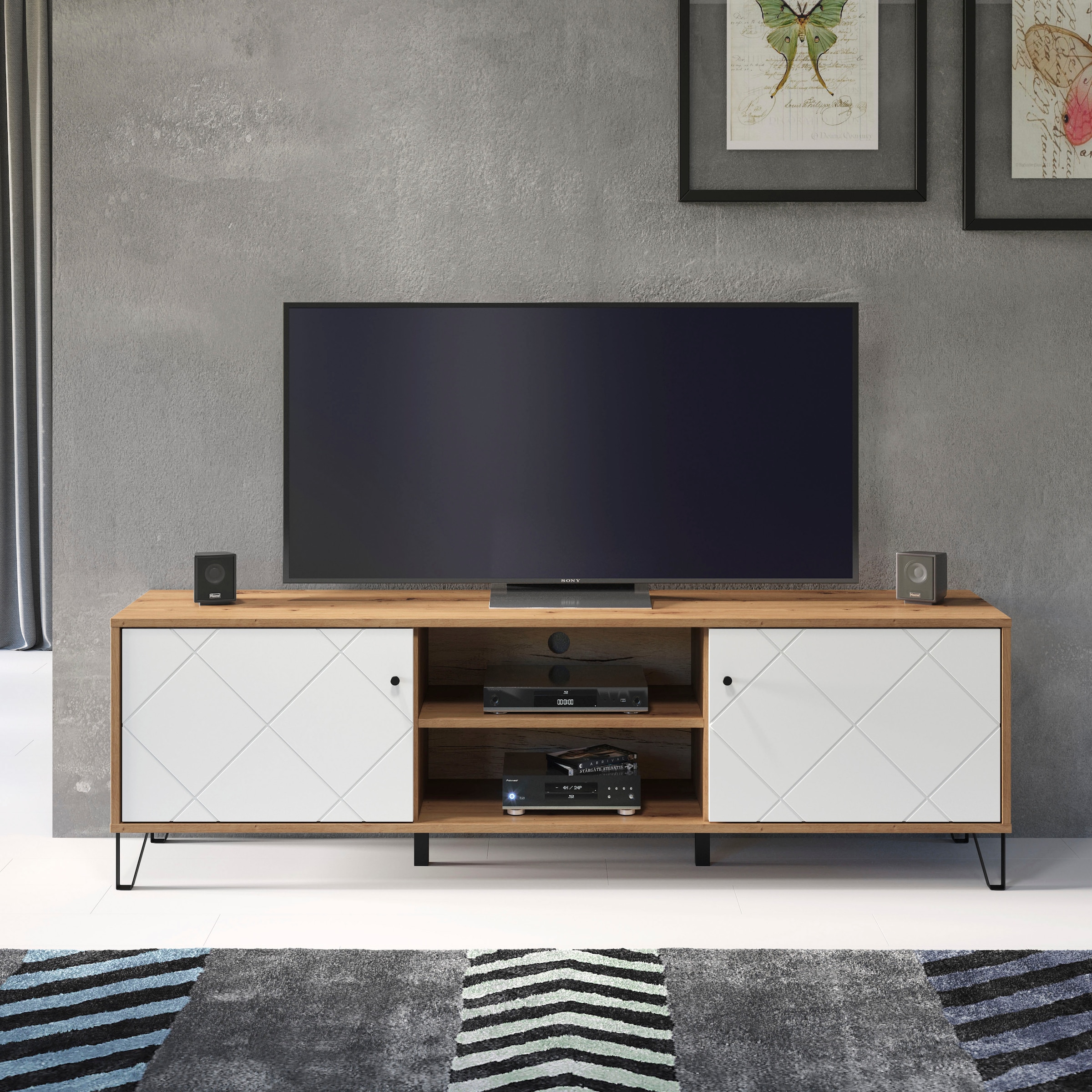 Home affaire Lowboard »Tarragona TV-Kommode« TV-Unterteil mit 2 Türen & 2 Fächern - (B/T/H) 183/40/56 cm