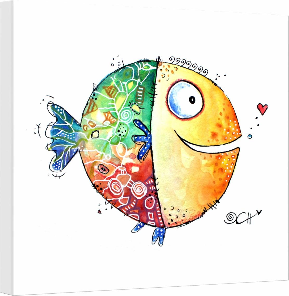 Image of Wall-Art Leinwandbild »Hagenmeyer - Happy Fish«, 40/40 cm bei Ackermann Versand Schweiz