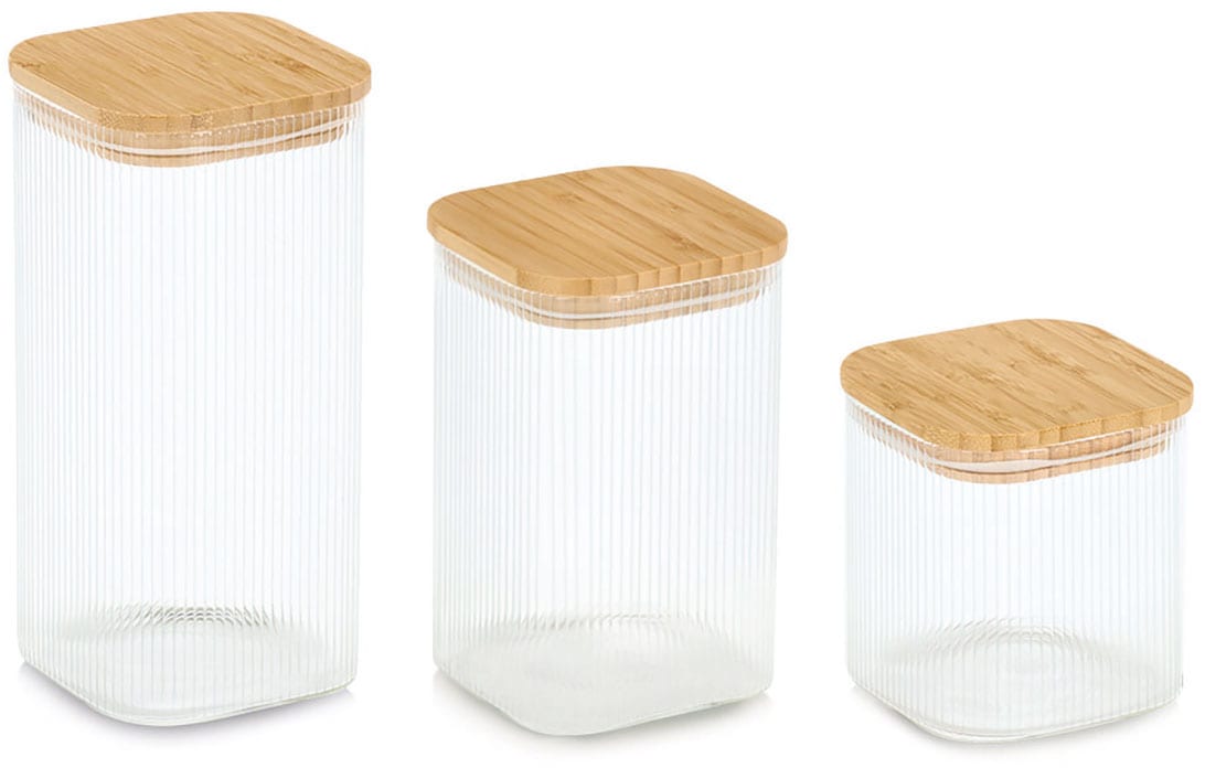 Image of Zeller Present Vorratsglas "mit Bambusdeckel, 3-tlg" luftdicht, schützt vor Feuchtigkeit, 720 ml