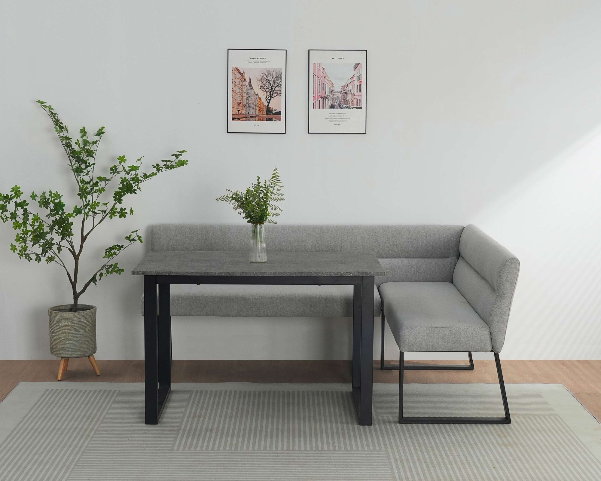 GOODproduct Essbank »Ivanna« schwarzes Metallgestell, Webstoff Bezug, Breite 193/152