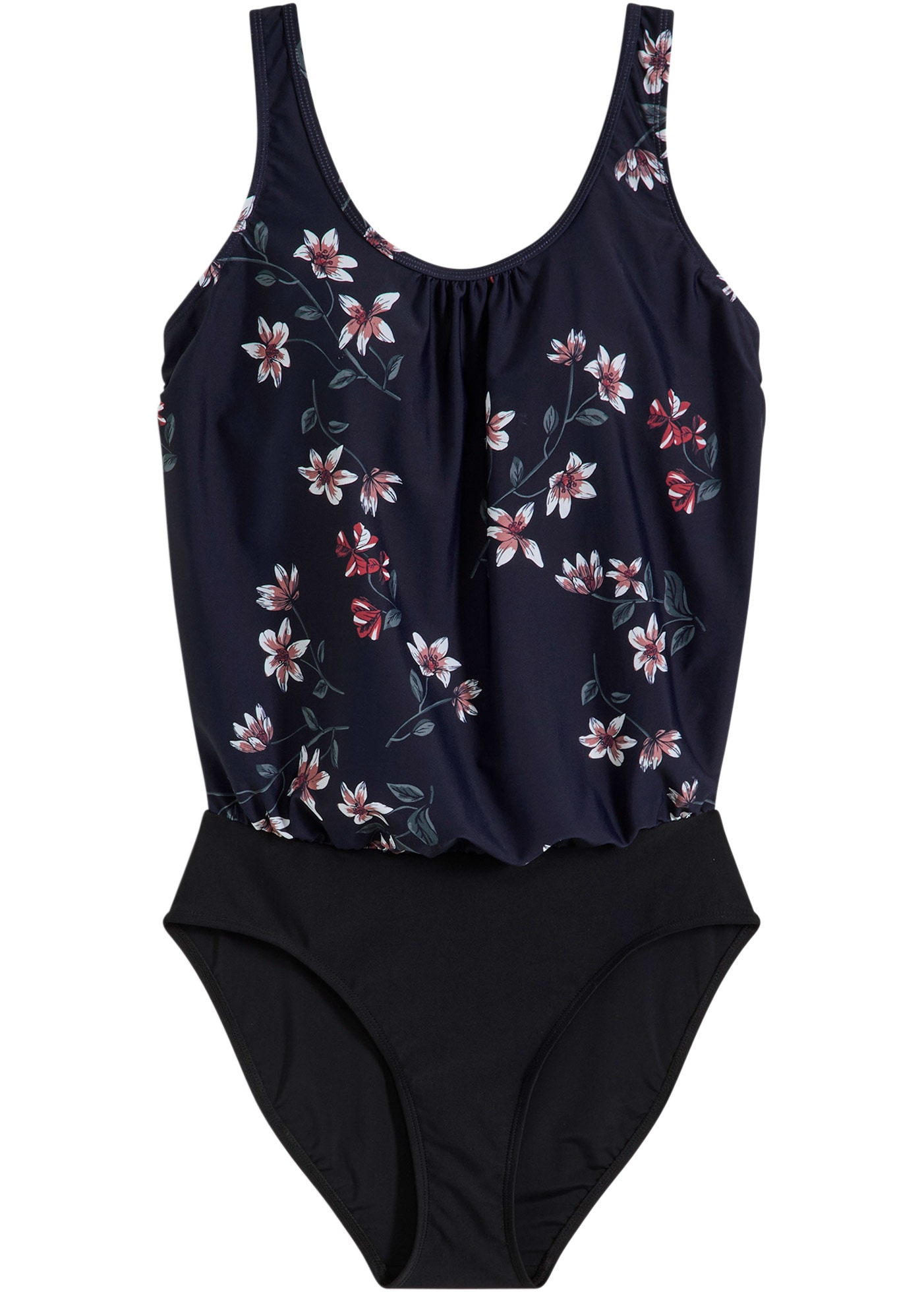 bonprix Maillot de bain 1 cuis figurumspielende Passform, mit floralem Druck, mit Elasthan-Anteil