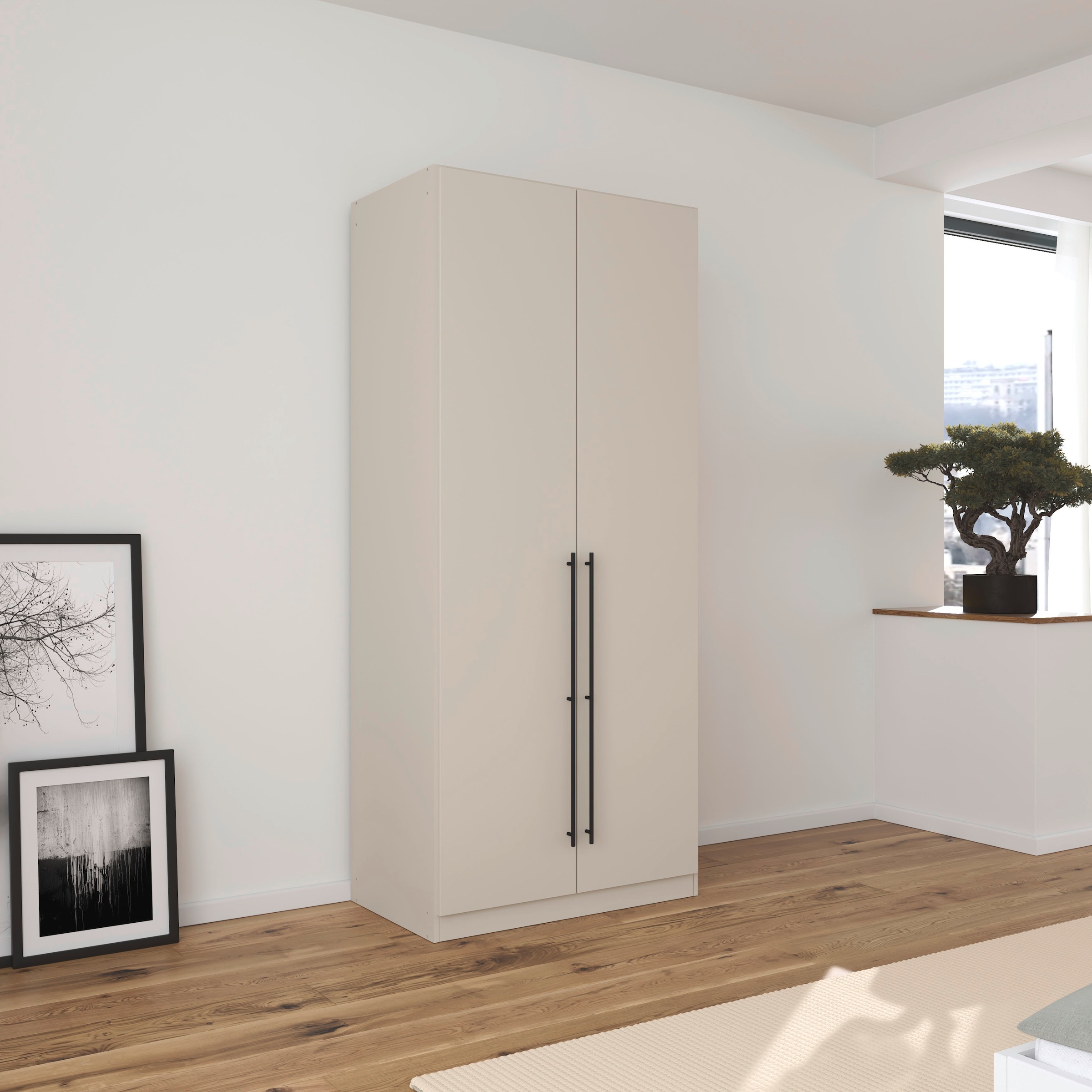 GOODproduct Kleiderschrank »Mehrzweckschrank Aktenschrank Möbel Mietswohnung Schlafzimmer AVOLA« 3 verschiedene Ausstattungen BASIC/CLASSIC/PREMIUM (inkl. SOFT-CLOSE),  mit hochwertigen Stangengriffen in Schwarz aus Metall MADE IN GERMANY