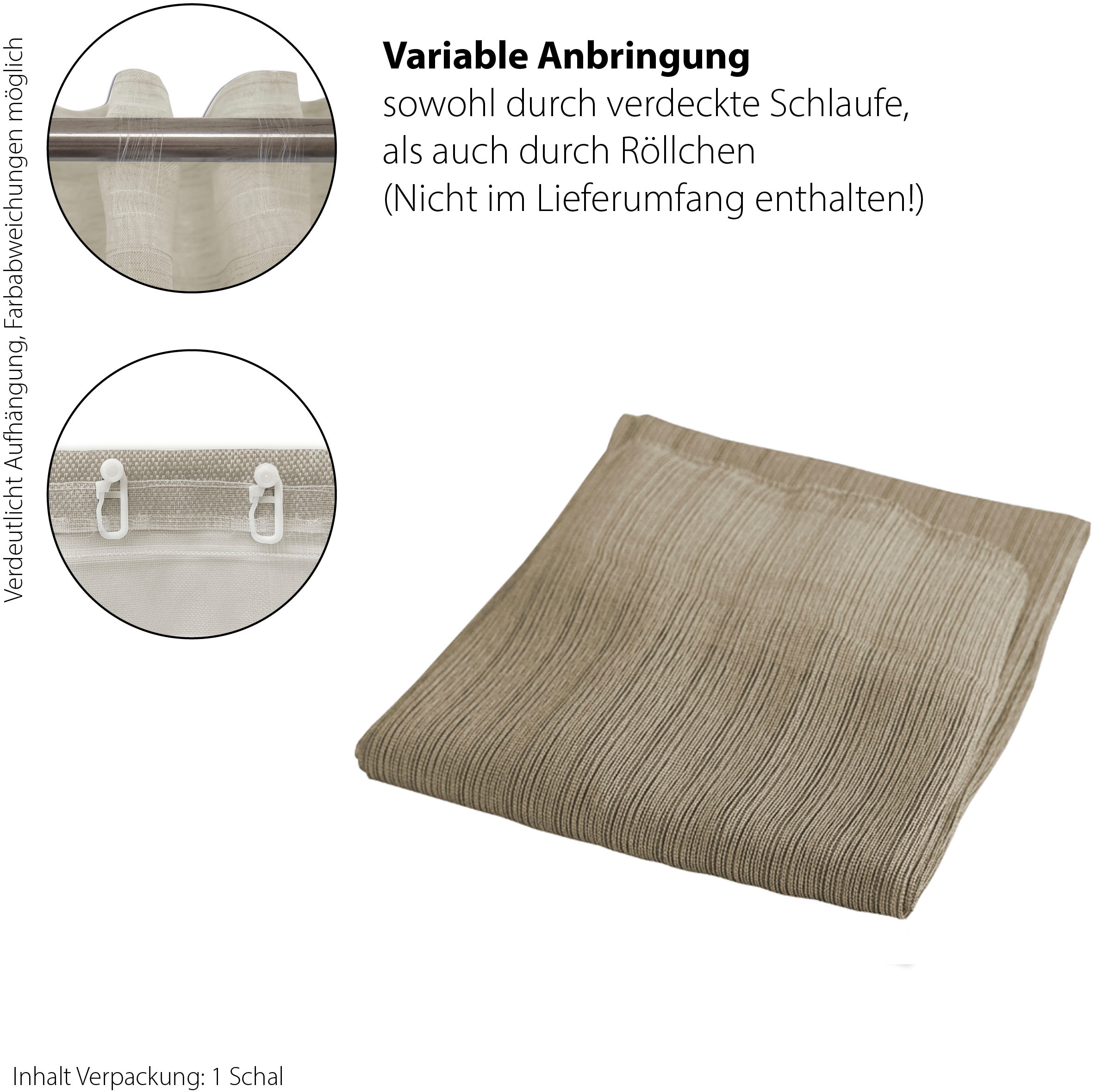 HOMING Gardine »Nian« verdeckte Schlaufen 1 Stk. tlg. Fertigschal