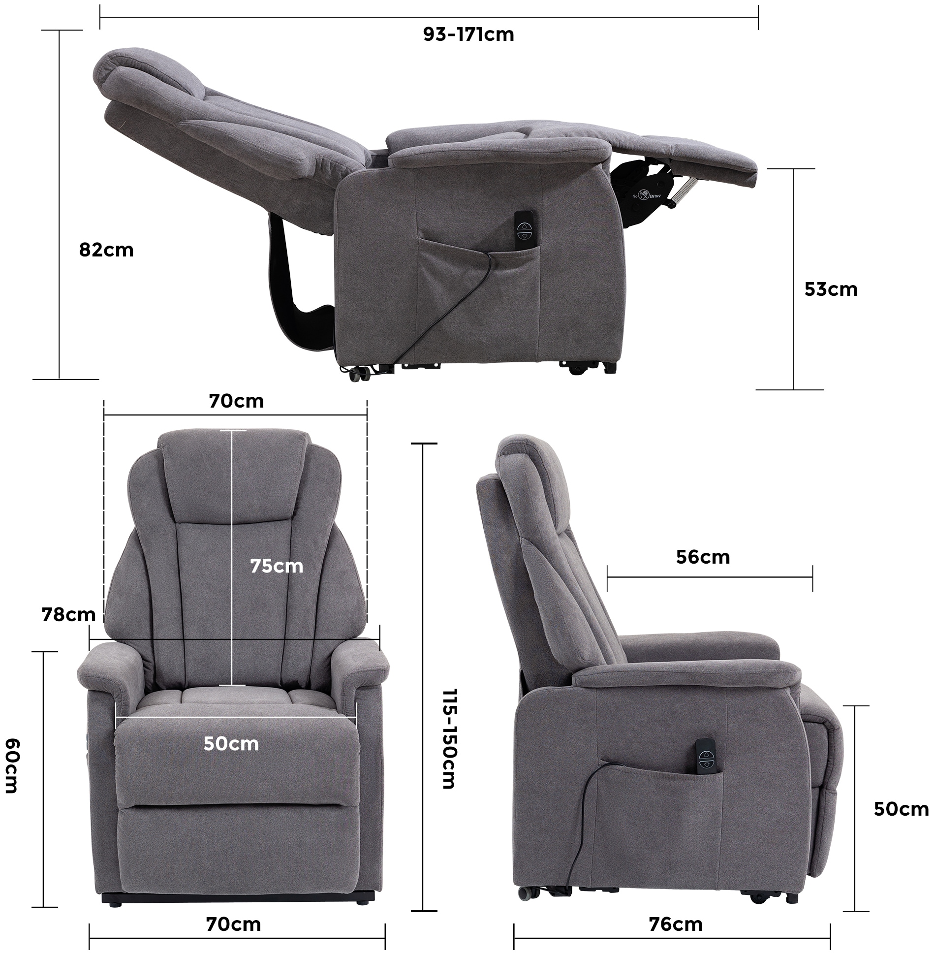 Duo Collection Fauteuil TV »Toronto XXL mit elektrischer Aufstehhilfe und Relaxfunktion« supporte jusqu'à 150kg, ressorts ensachés, suspension sur axes en acier