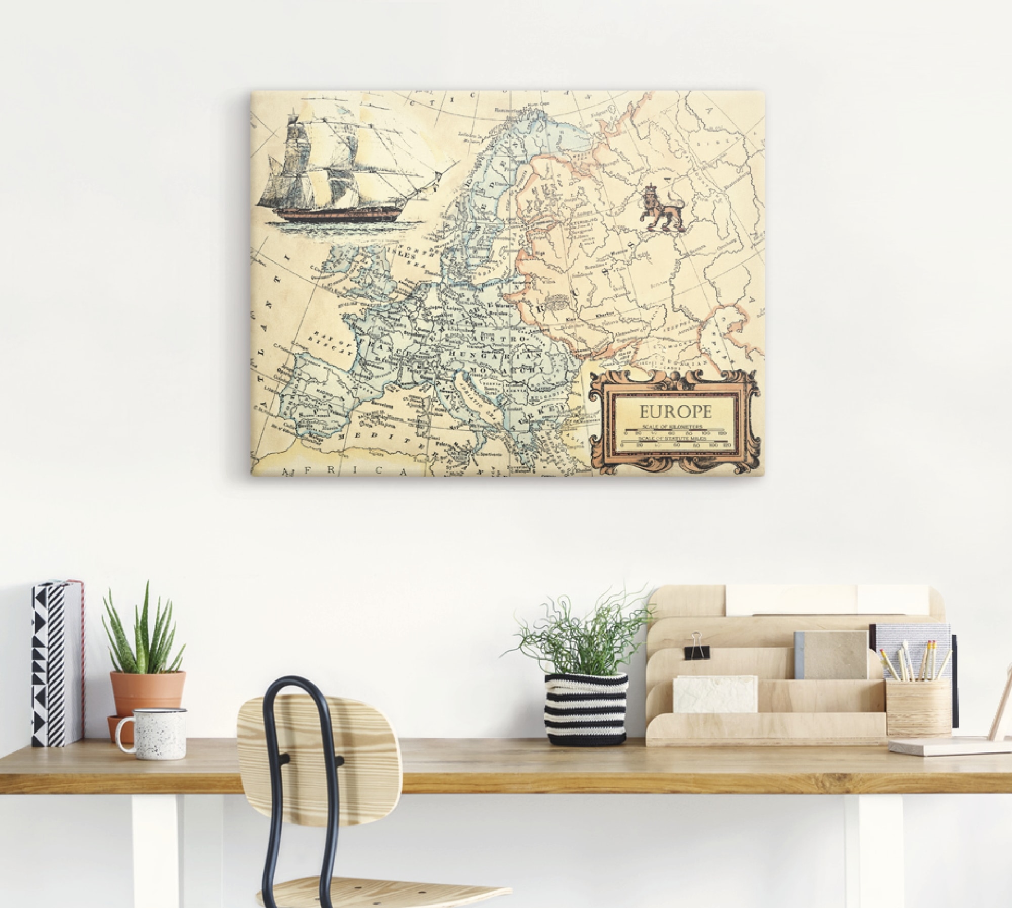 Artland Wandbild »Europakarte«, Landkarten, (1 St.), als Leinwandbild, Poster, Wandaufkleber in verschied. Grössen