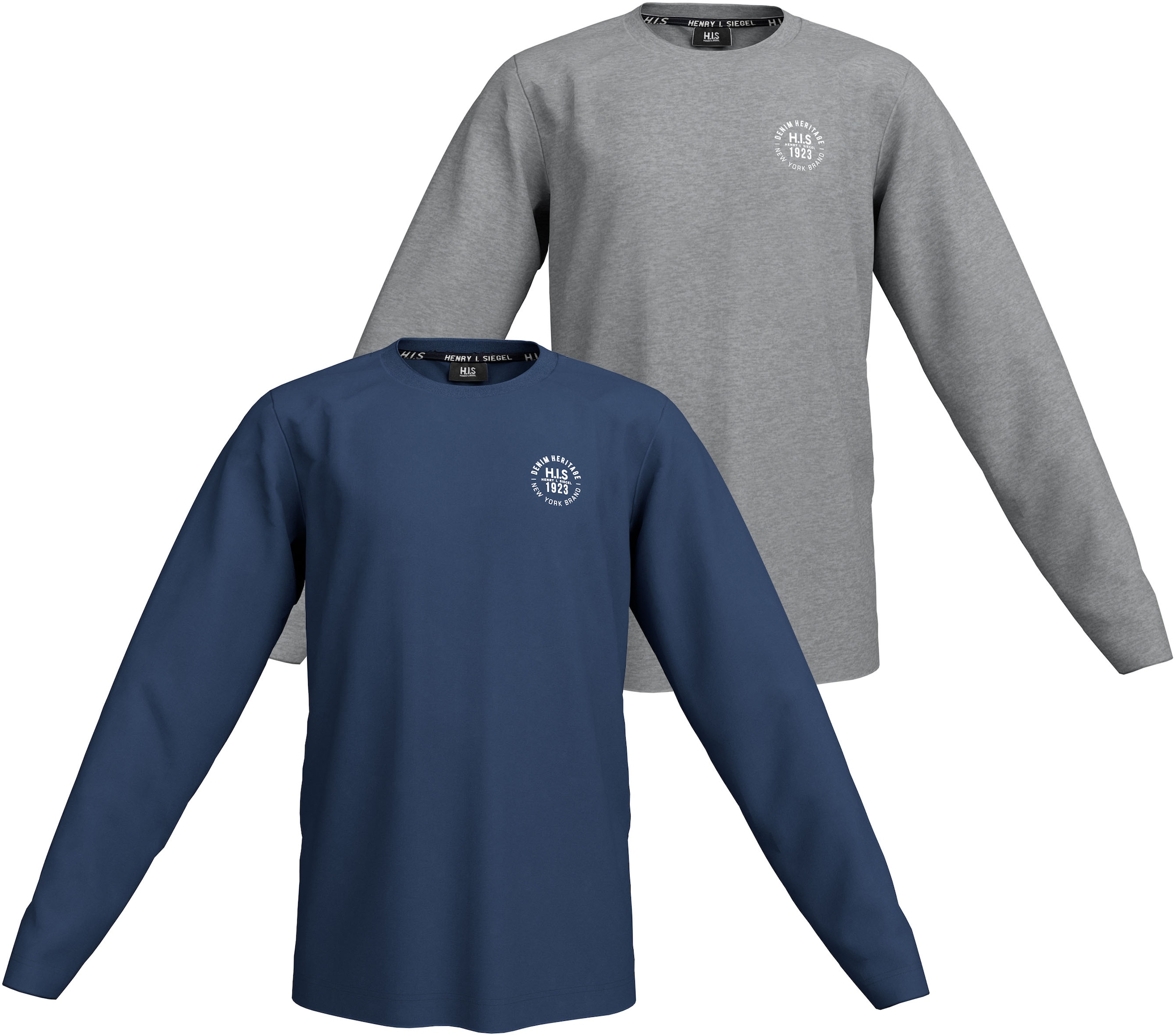Image of H.I.S Langarmshirt "2er Pack Shirts mit Logoprint für Jungen" Packung, 2, 2 Stk. Für TEENS. 2er Pack Shirts