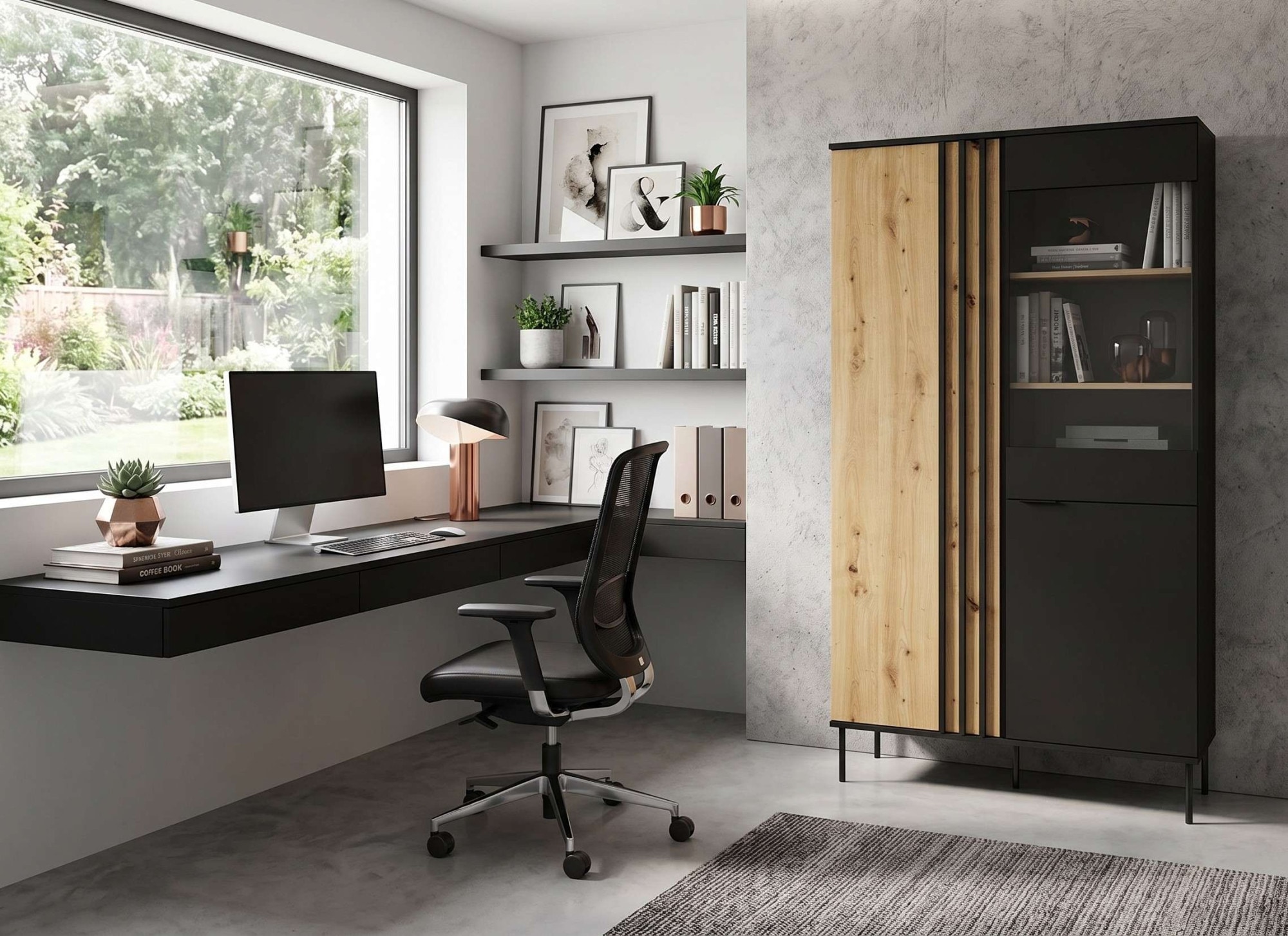 GOODproduct Vitrine »AELLOR Vitrineschrank mit/ohne Beleuchtung, verglast, viel Stauraum« Standvitrine/Glasvitrine mit 2 Türen, 8 Einlegeböden, matt Hochschrank