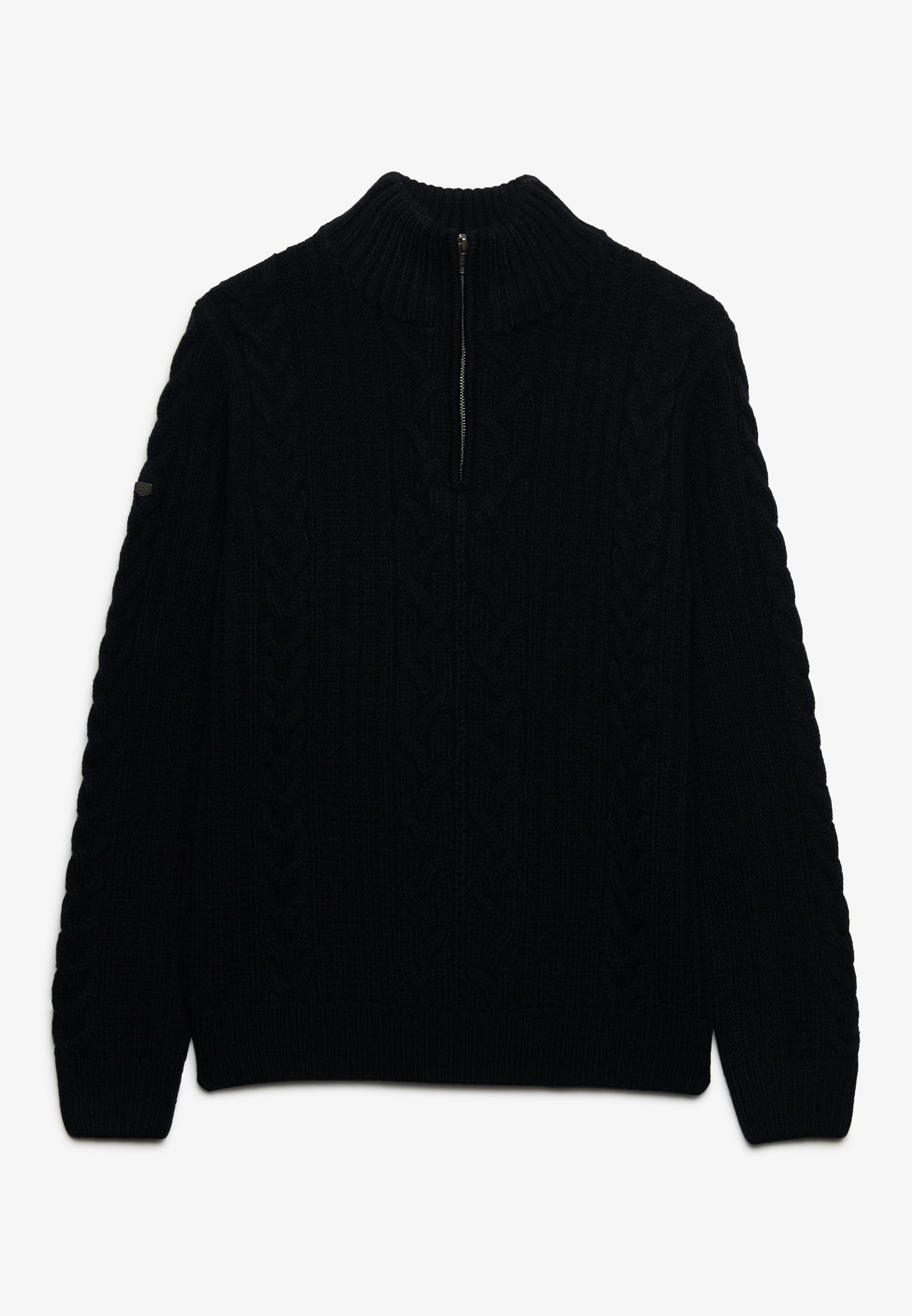 Superdry Pull en tricot »JACOB CABLE HALF ZIP KNIT« Mélange de matières, coupe slim