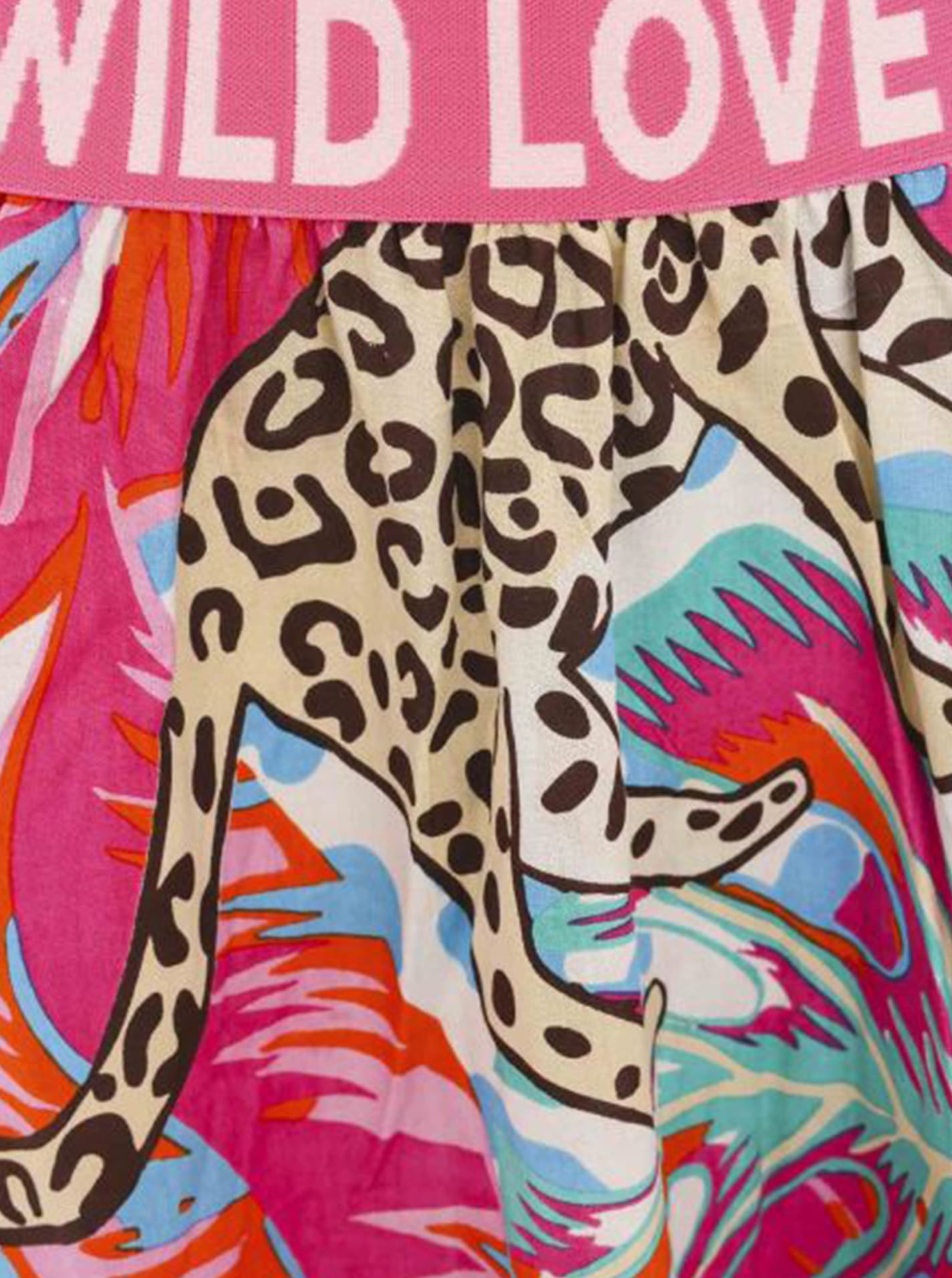 Zwillingsherz Maxi jupe »"Dschungel Leopard"« Animal-Print, bunten Blättern, Schriftzug, Viskose, knöchellang