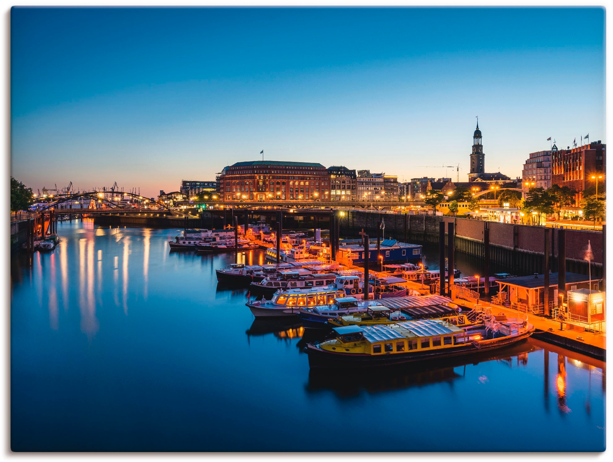 Artland Wandbild »Hamburg Hafen Panorama mit Michel«, Deutschland, (1 St.),  als Alubild, Leinwandbild, Wandaufkleber oder Poster in versch. Grössen