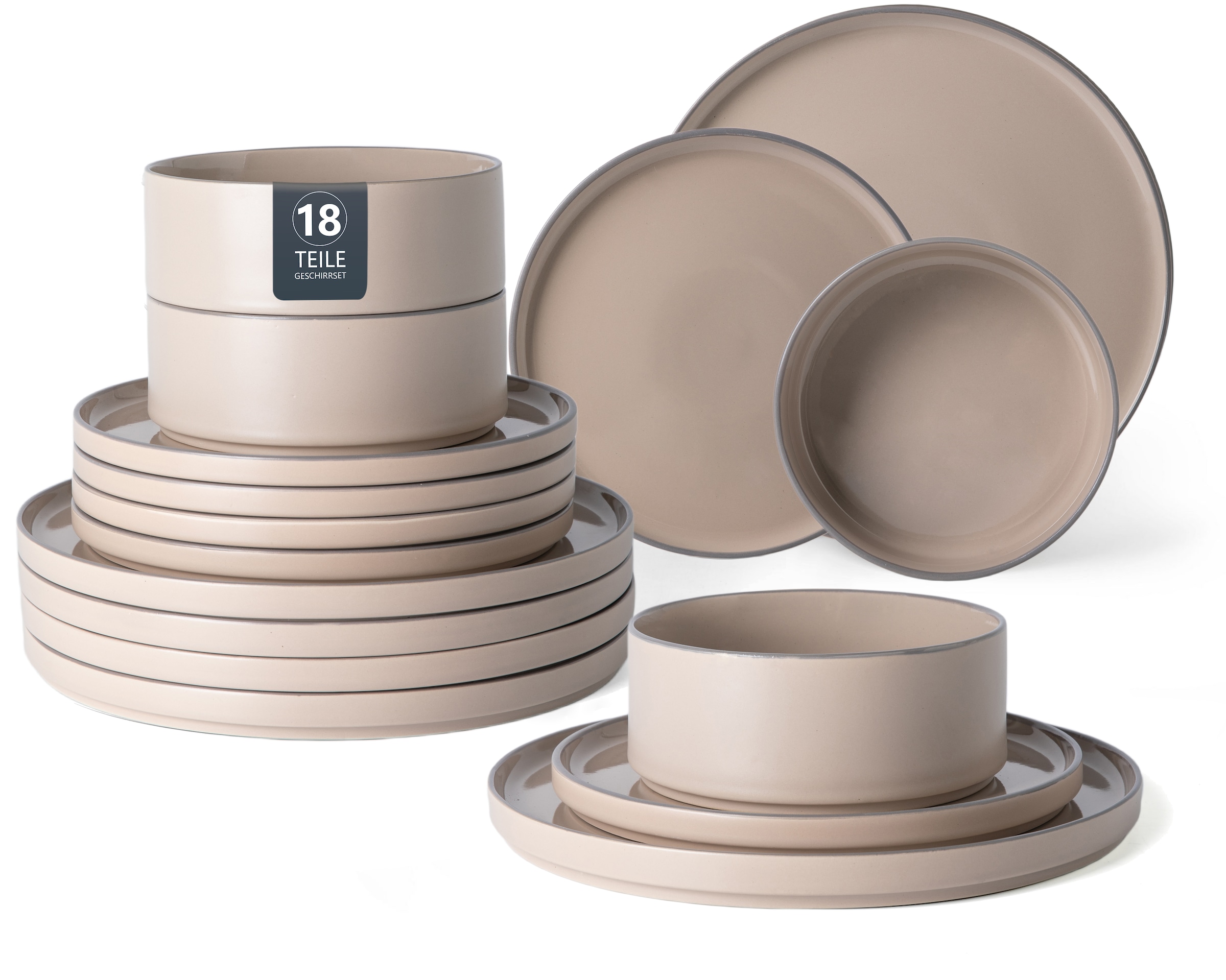 GOODproduct Set de vaisselle »Ylvii, aussen matt, innen glänzend« spülmaschinenfest und mikrowellengeeignet