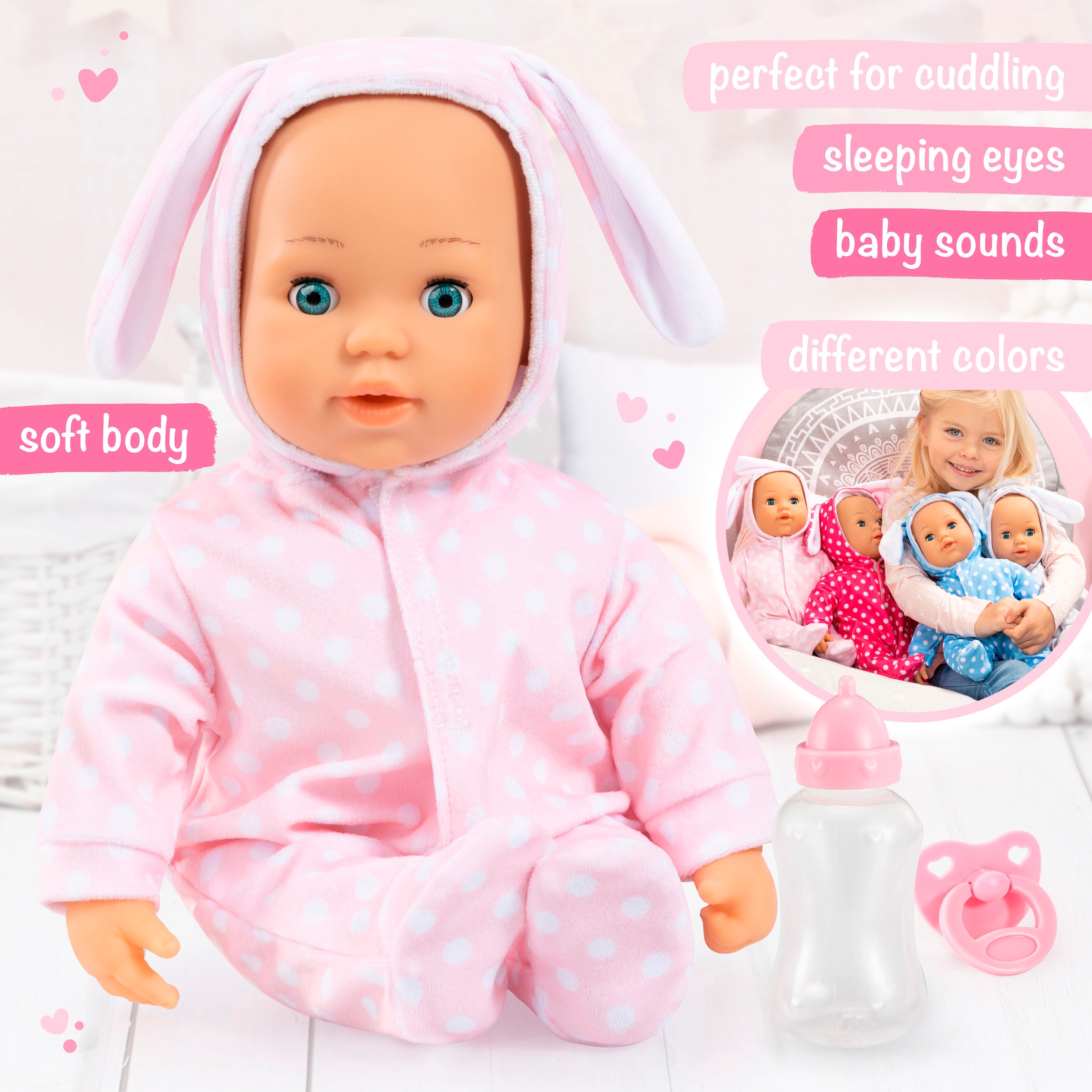 Bayer Babypuppe »First Words Baby, Anna 38 cm, rosa« mit Schlafaugen und Babygeräuschen