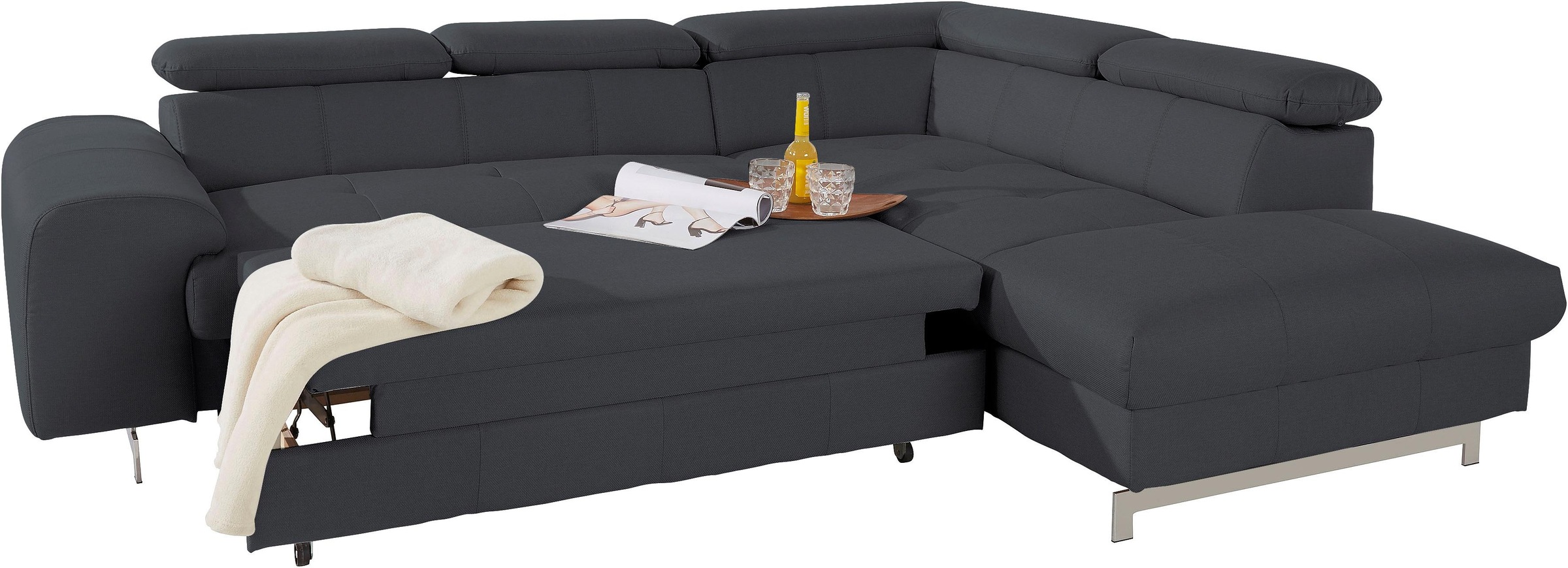COTTA Ecksofa »Chef L-Form«, mit Kopfteilverstellung, wahlweise mit Bettfunktion & Bettkasten