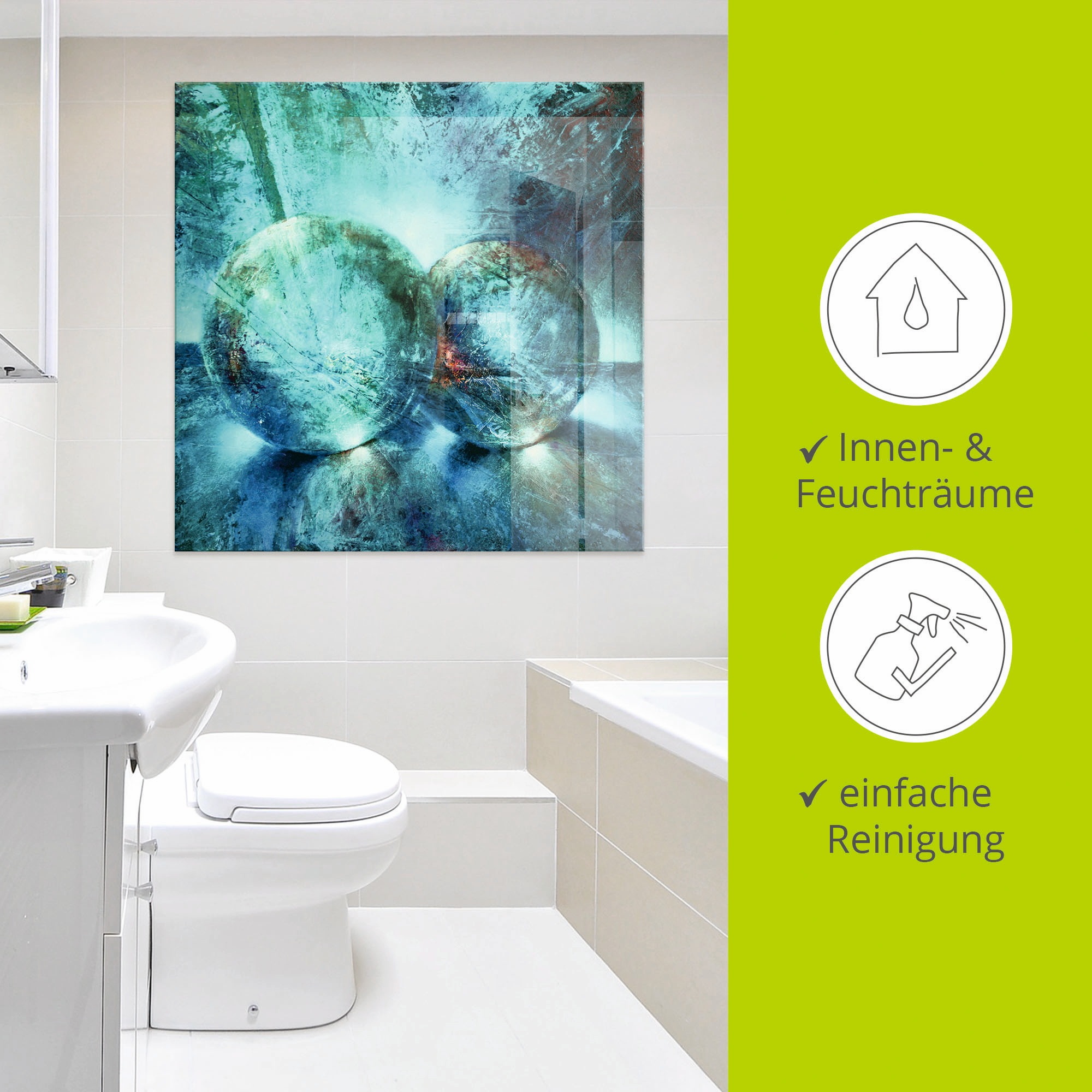 Artland Tableau en verre »Zwei blaue Murmeln_« 1 cuis tlg. in verschiedenen Grössen